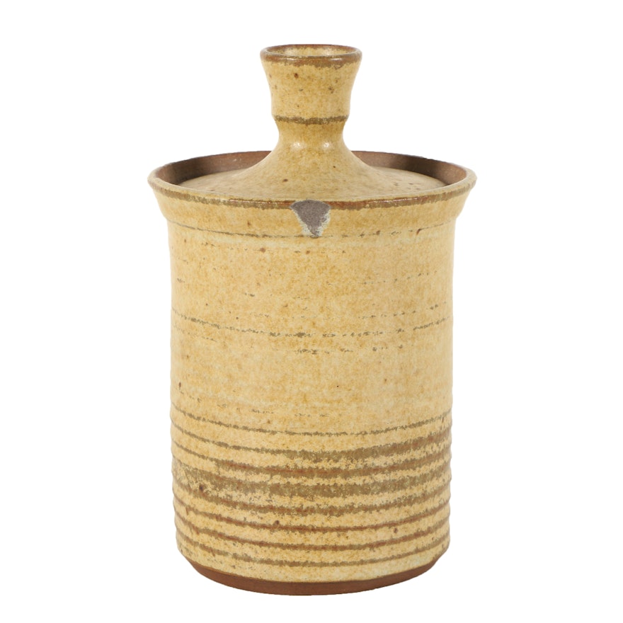 John Tuska Hand Thrown Stoneware Lidded Jar