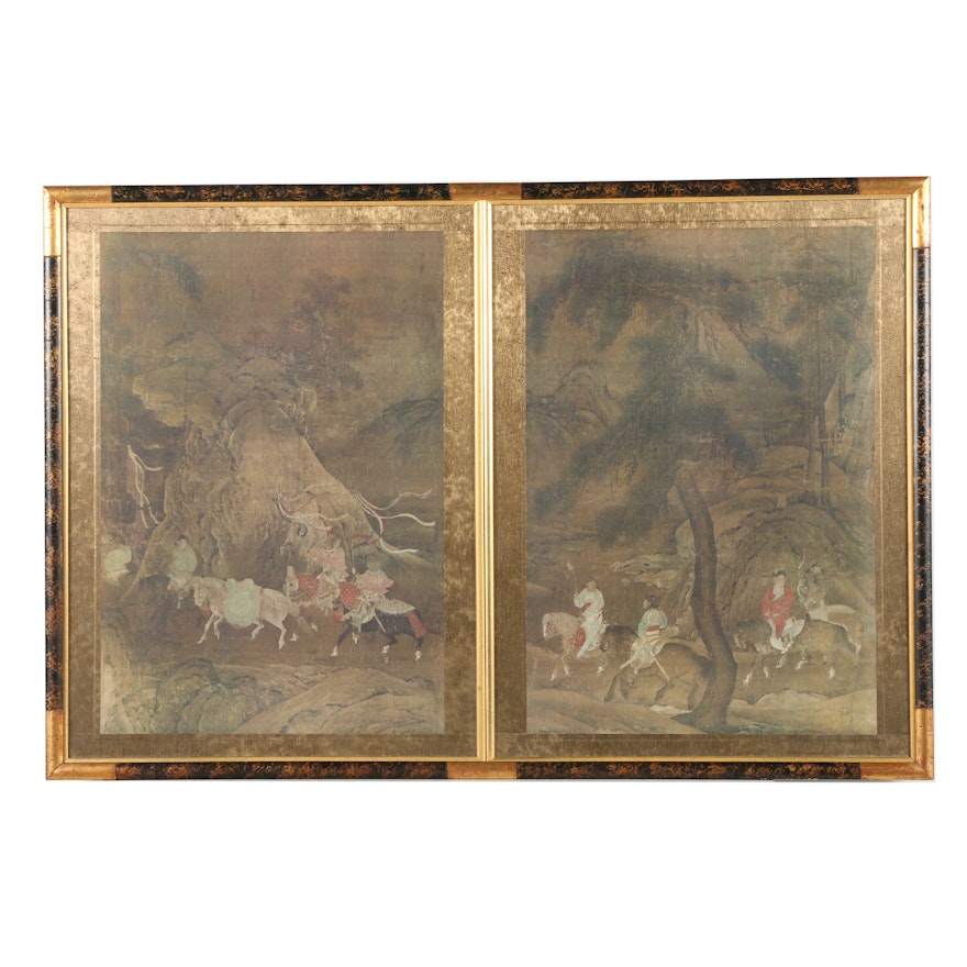 Pair of Giclee Prints After "Emperor Xuanzong's Flight to Shu"