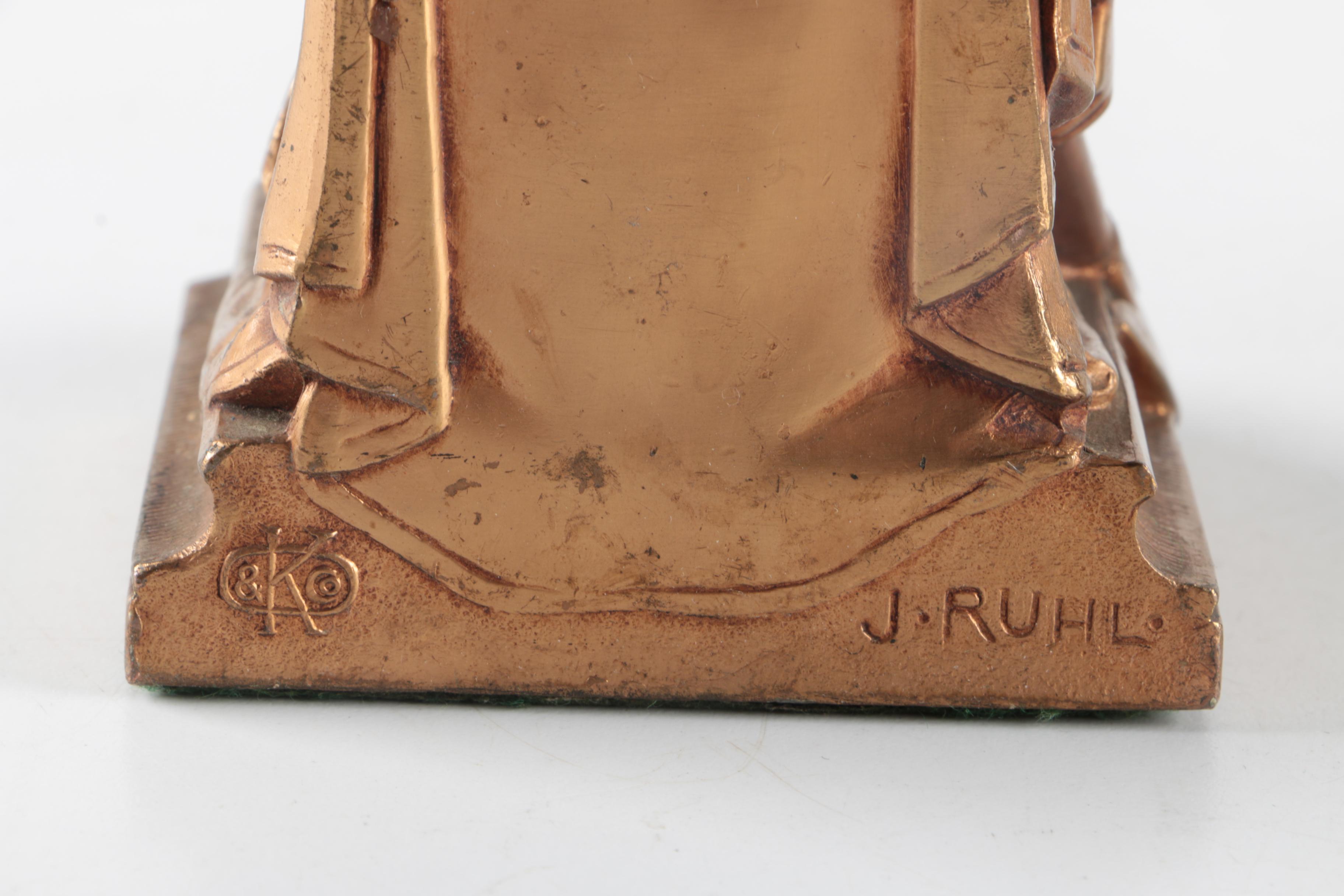 J. Ruhl Kneeling Knights Templar Bronze Bookends