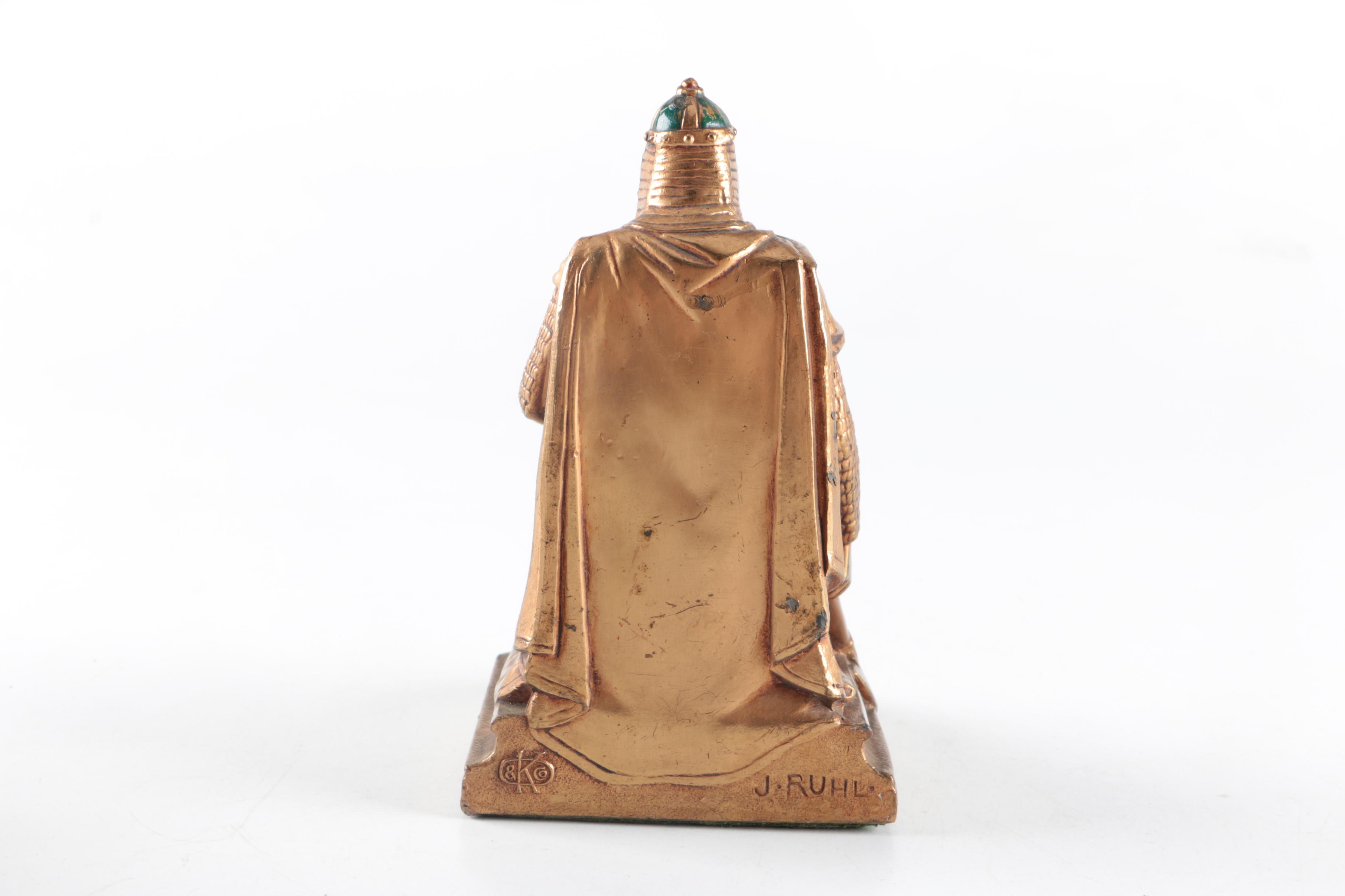 J. Ruhl Kneeling Knights Templar Bronze Bookends