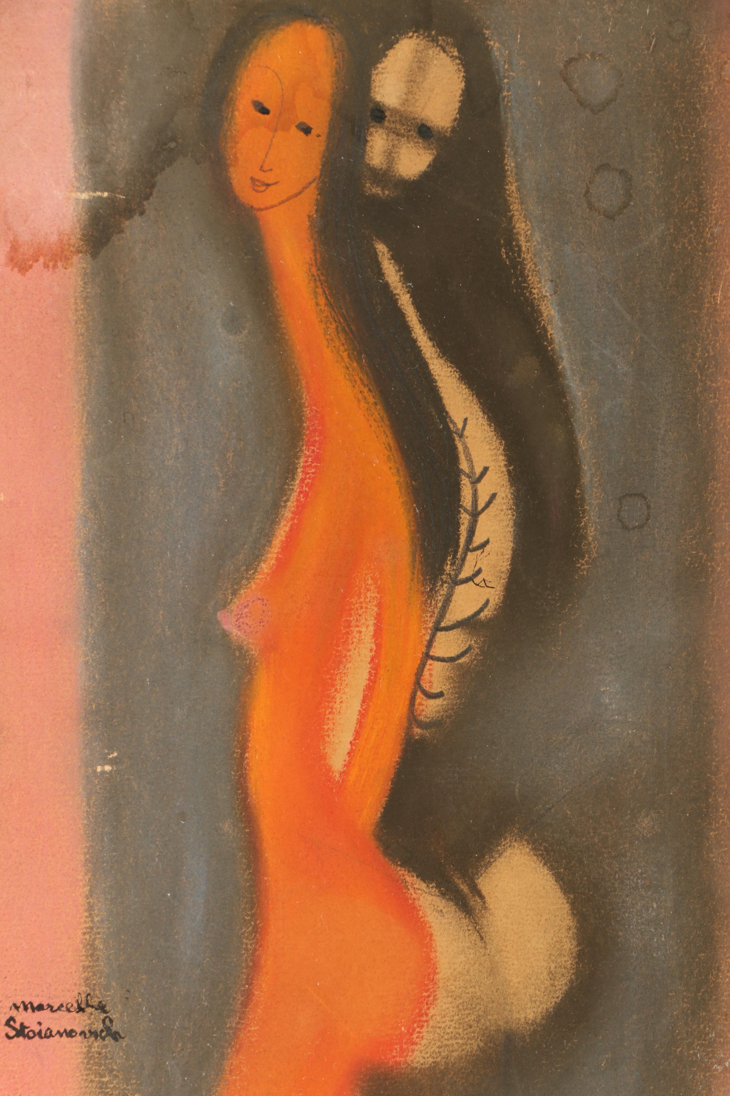 Marcelle Stoianovich Figural Pastel Drawing