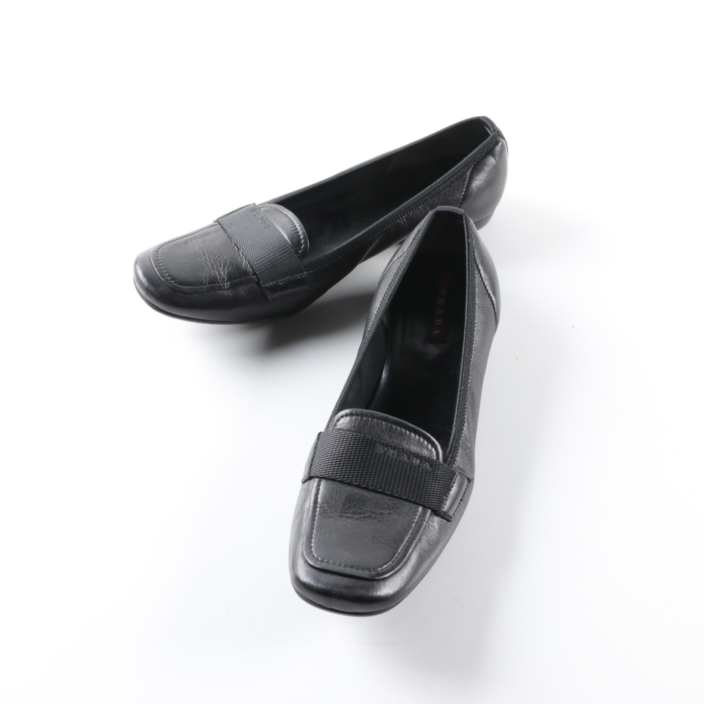 Women's Prada Black Leather Loafers