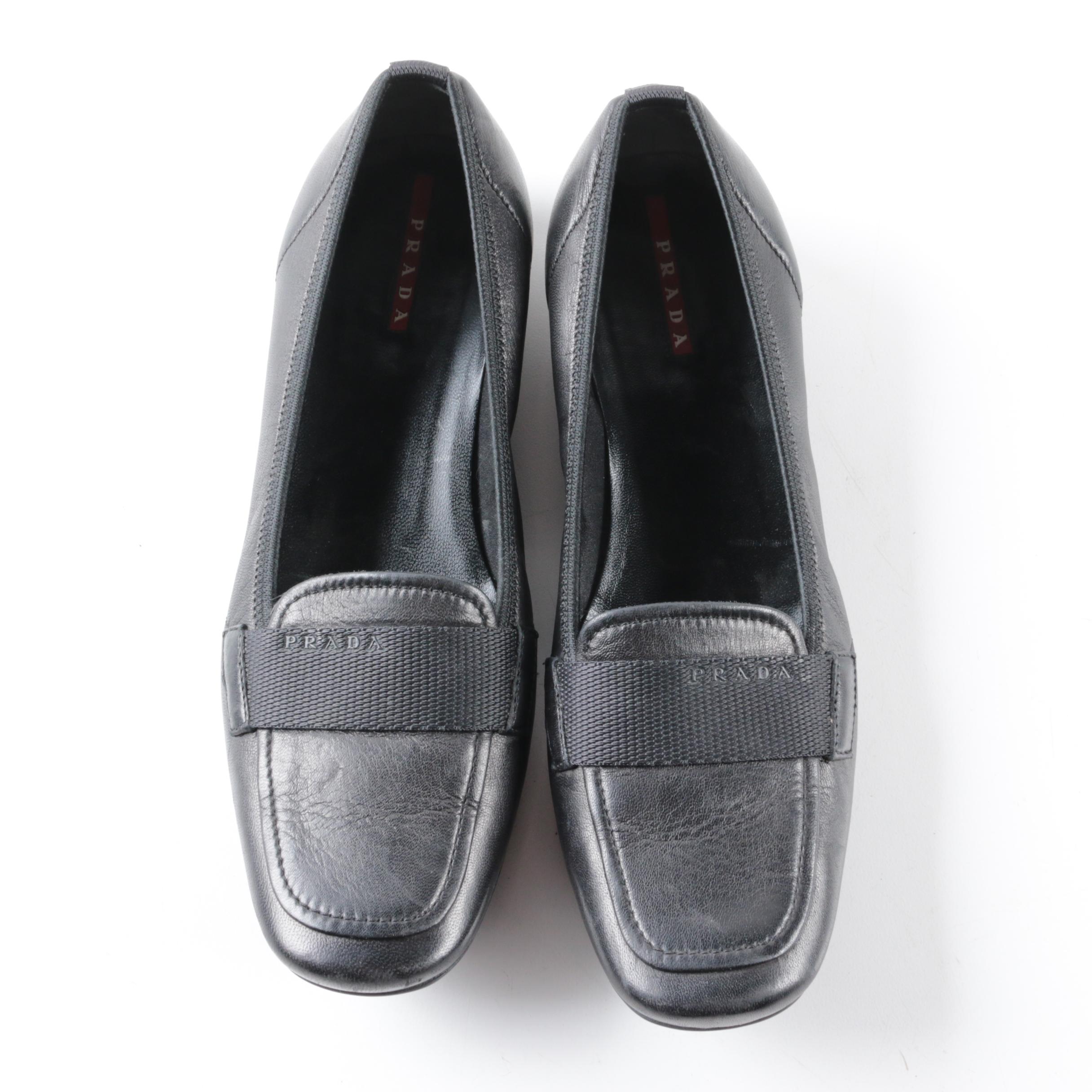 Women's Prada Black Leather Loafers