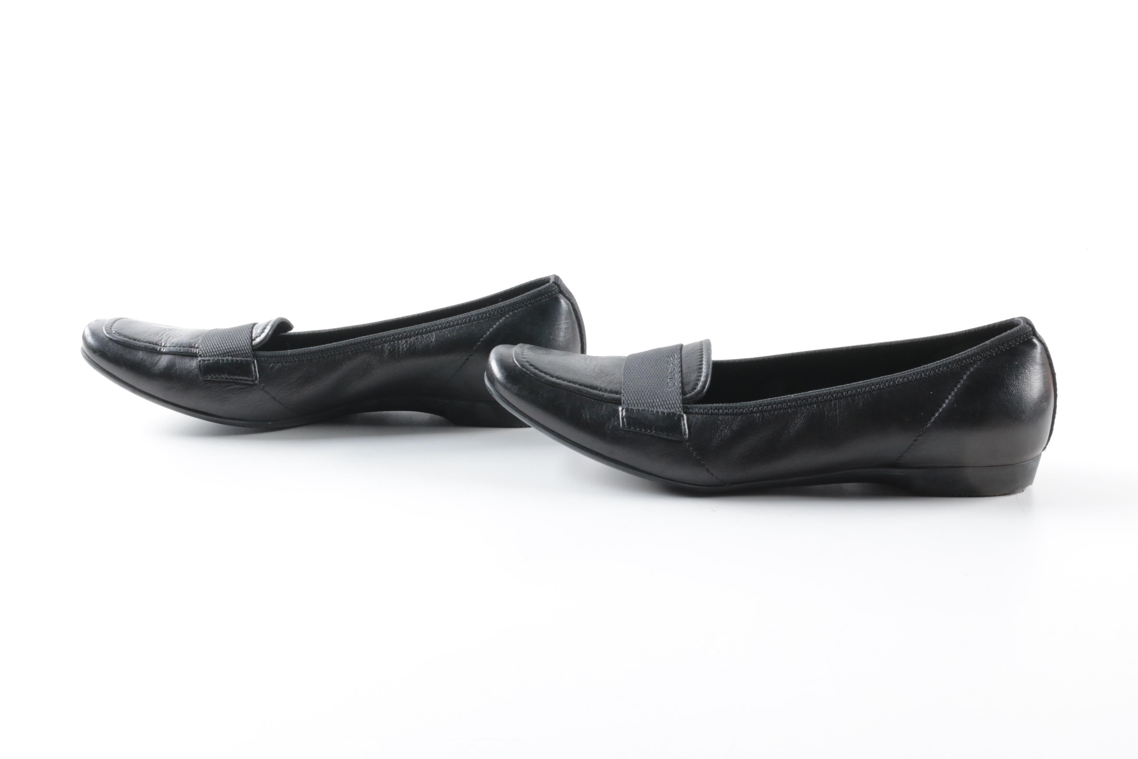 Women's Prada Black Leather Loafers