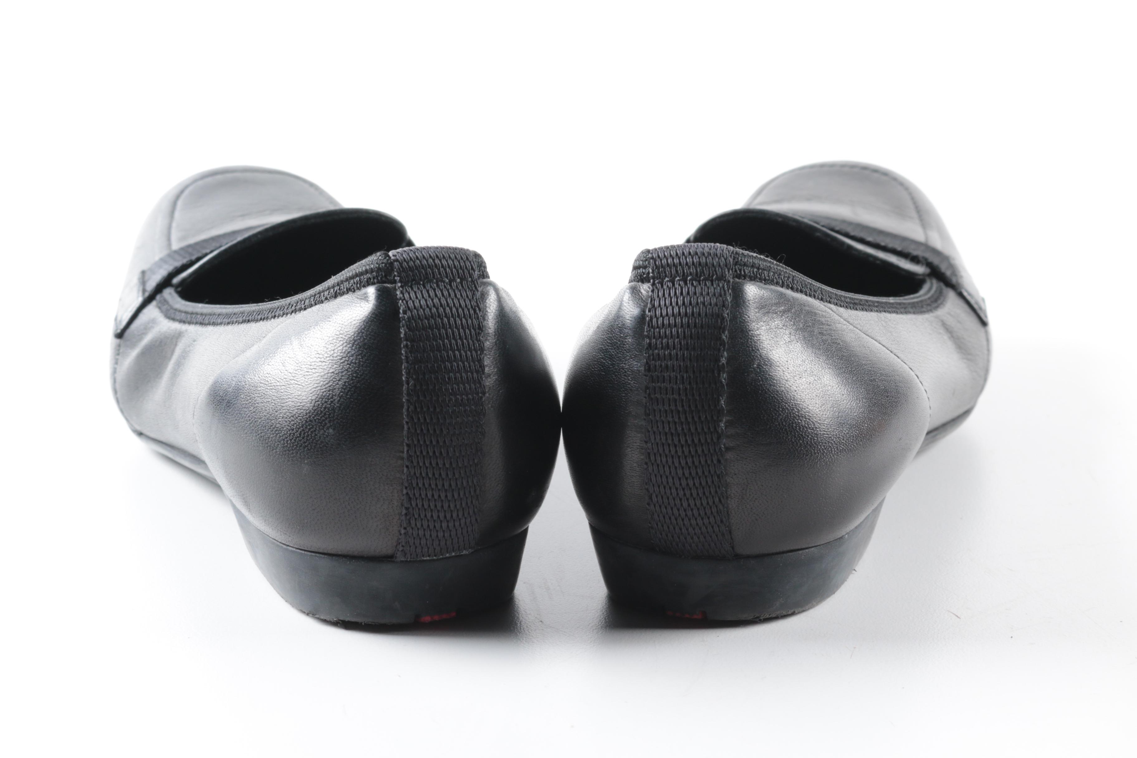 Women's Prada Black Leather Loafers