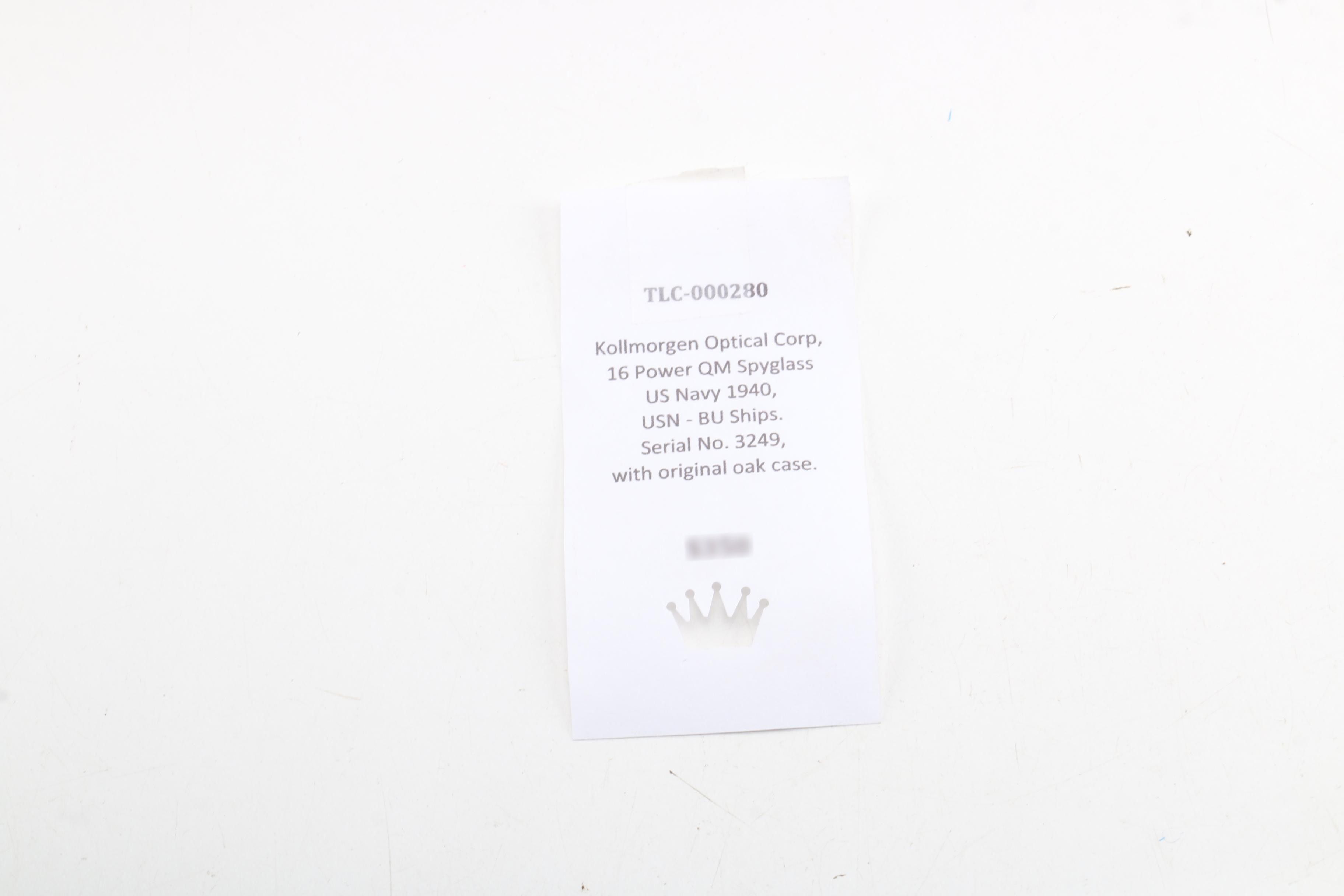 US Navy Spyglass c. 1940 by Kollmorgen Optical Corp. with Case