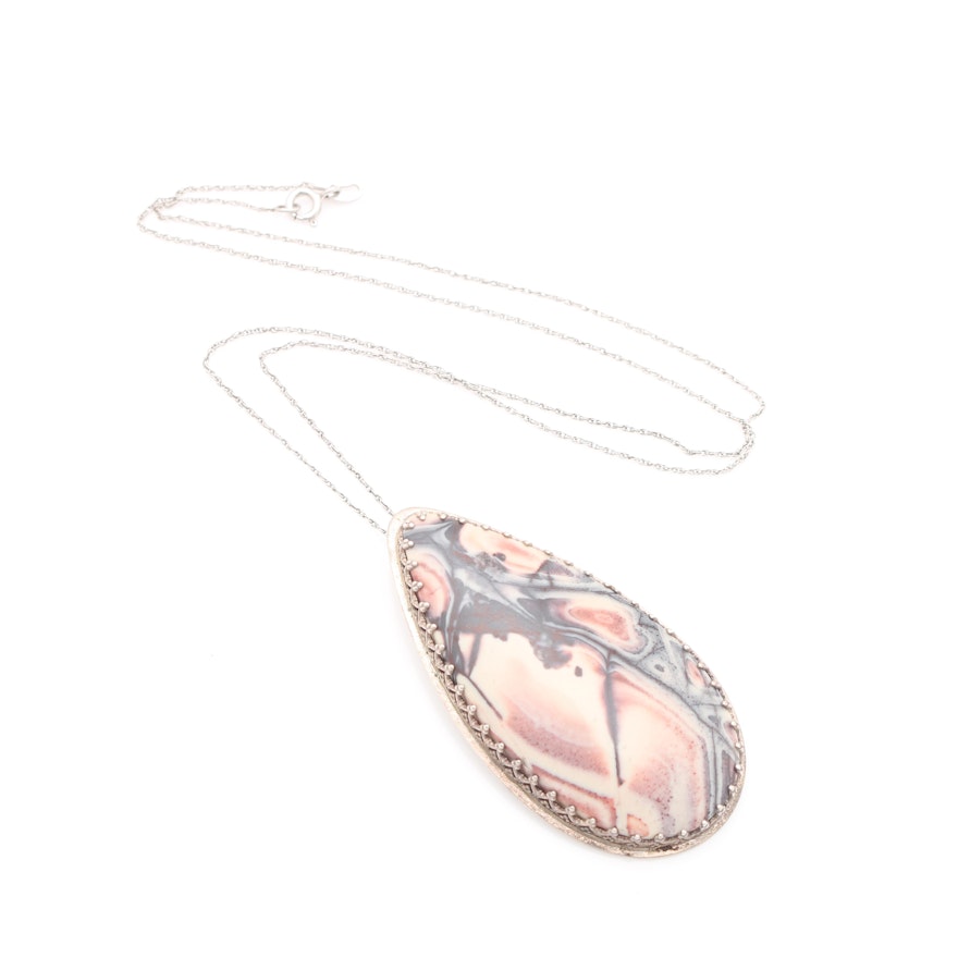 Sterling Silver Jasper Pendant Necklace