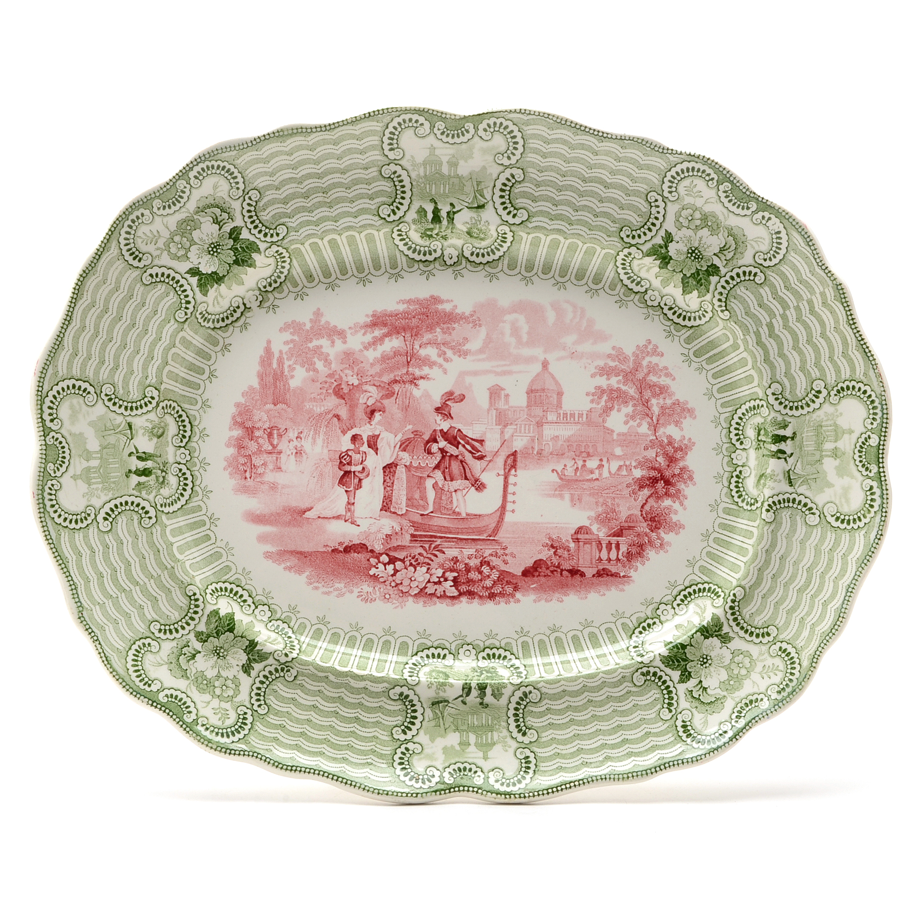Antique Bi-Color Stafforshire "Bologna" Platter by William Adams c. 1830