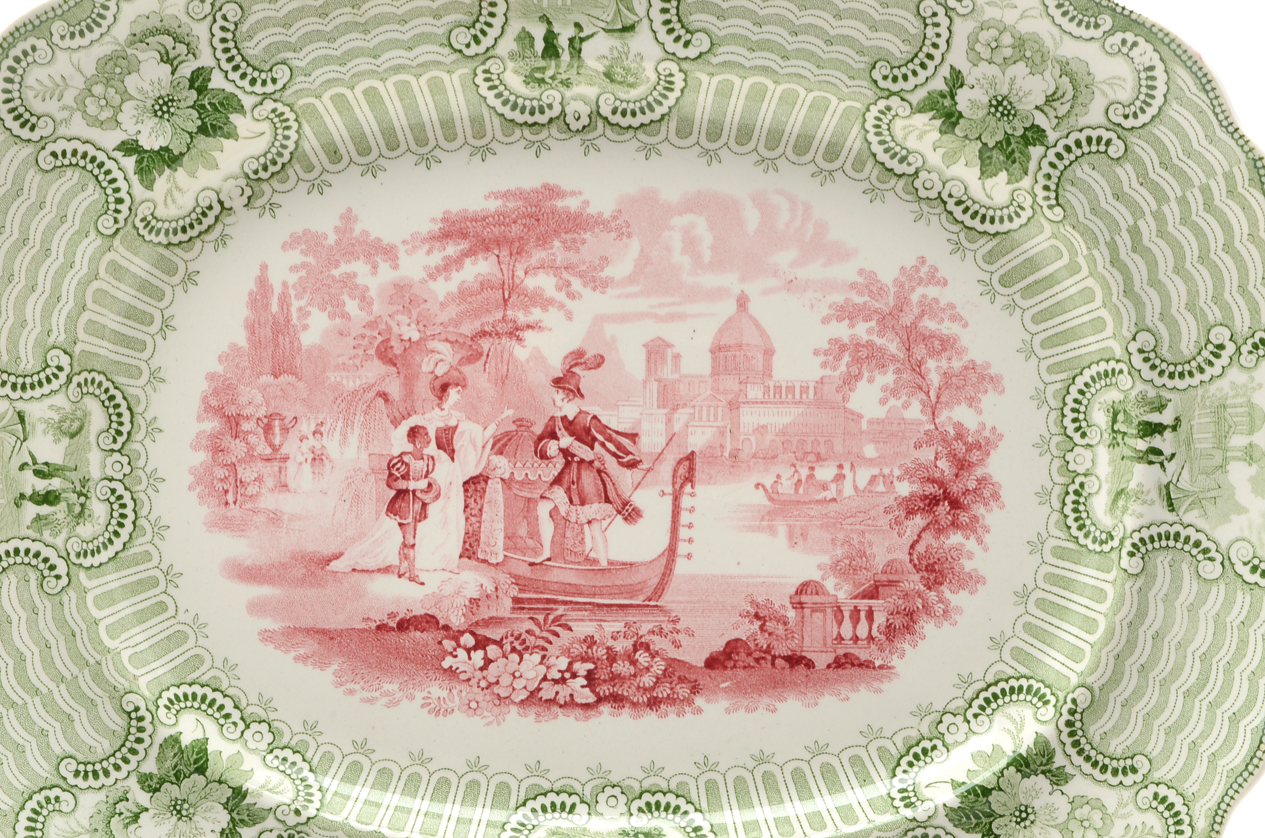 Antique Bi-Color Stafforshire "Bologna" Platter by William Adams c. 1830
