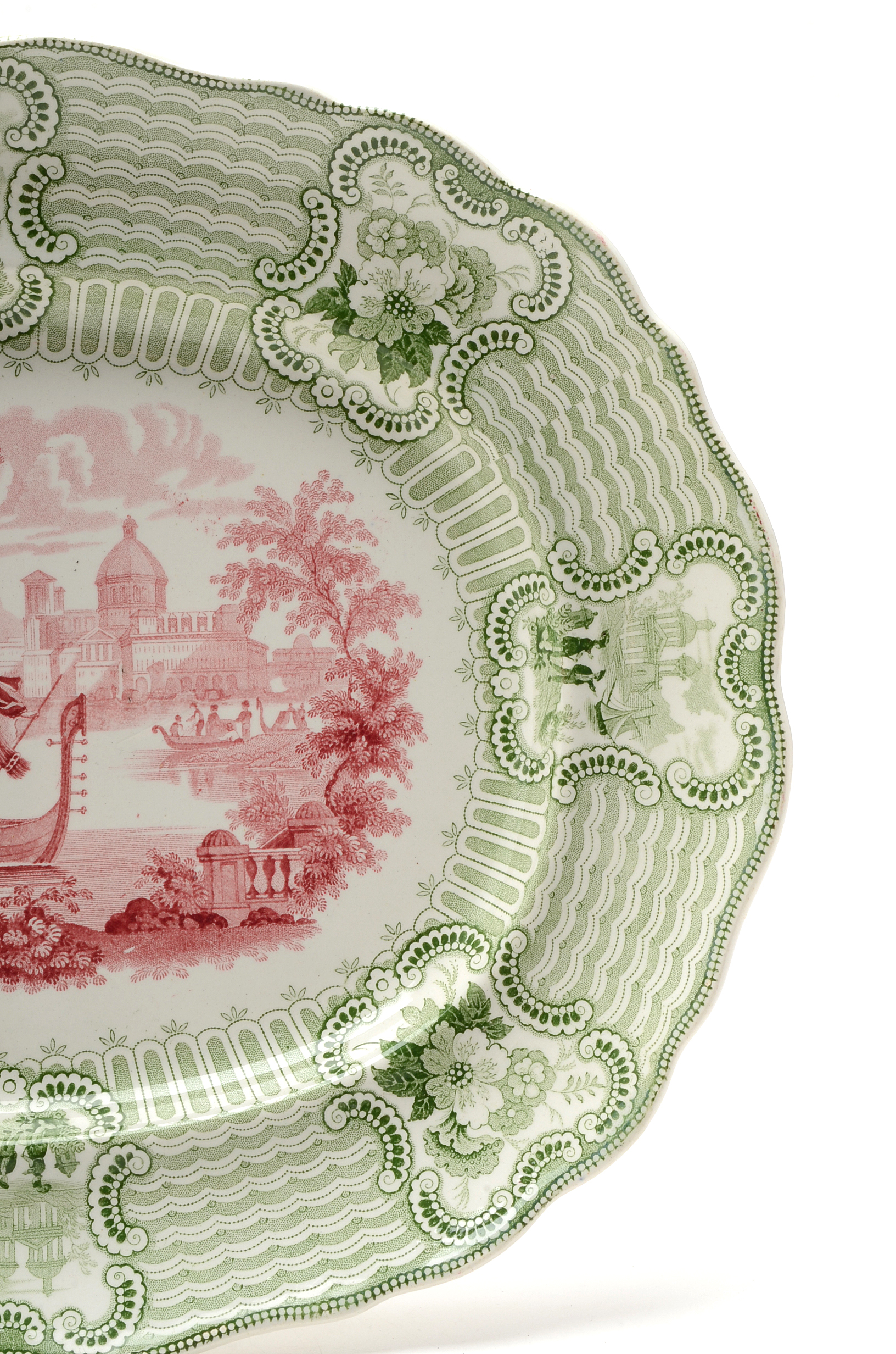 Antique Bi-Color Stafforshire "Bologna" Platter by William Adams c. 1830