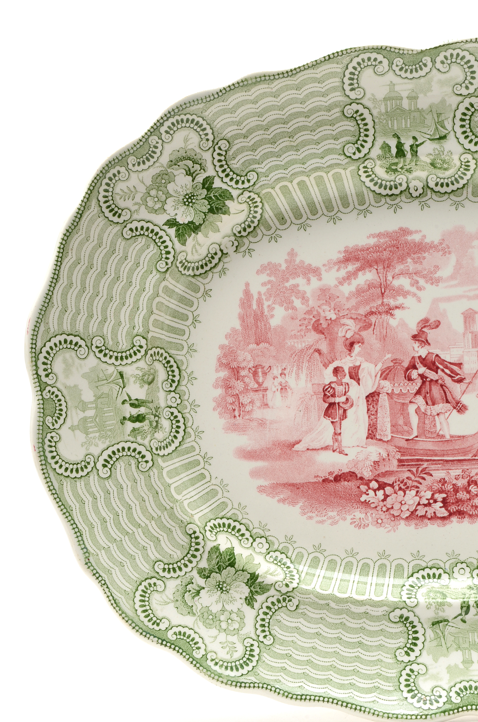 Antique Bi-Color Stafforshire "Bologna" Platter by William Adams c. 1830