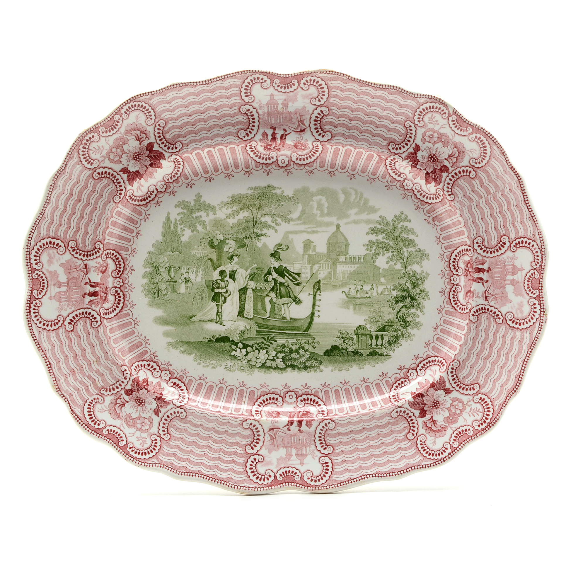 Antique Bi-Color Staffordshire William Adams "Bologna" Transferware Platter