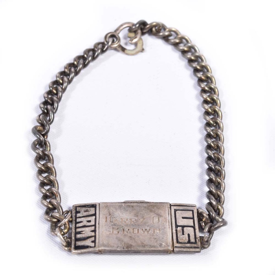 US Army Sterling Silver ID Bracelet