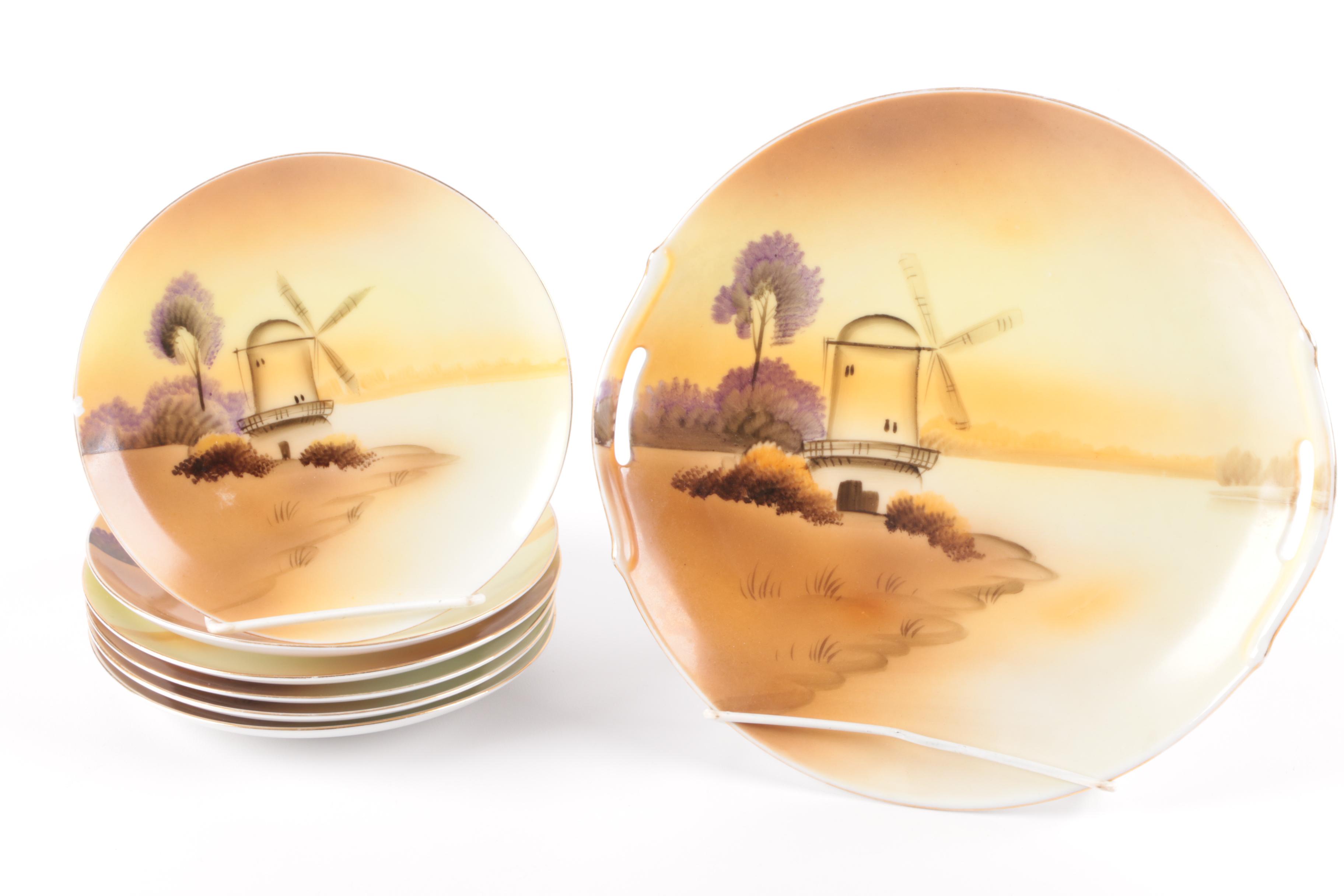 Vintage Japanese Hand-Painted Porcelain Tableware Including Meito