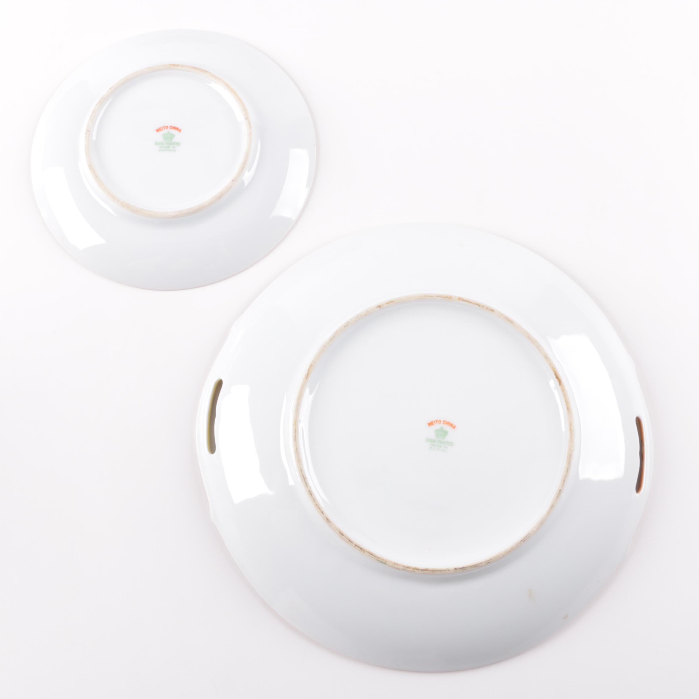 Vintage Japanese Hand-Painted Porcelain Tableware Including Meito