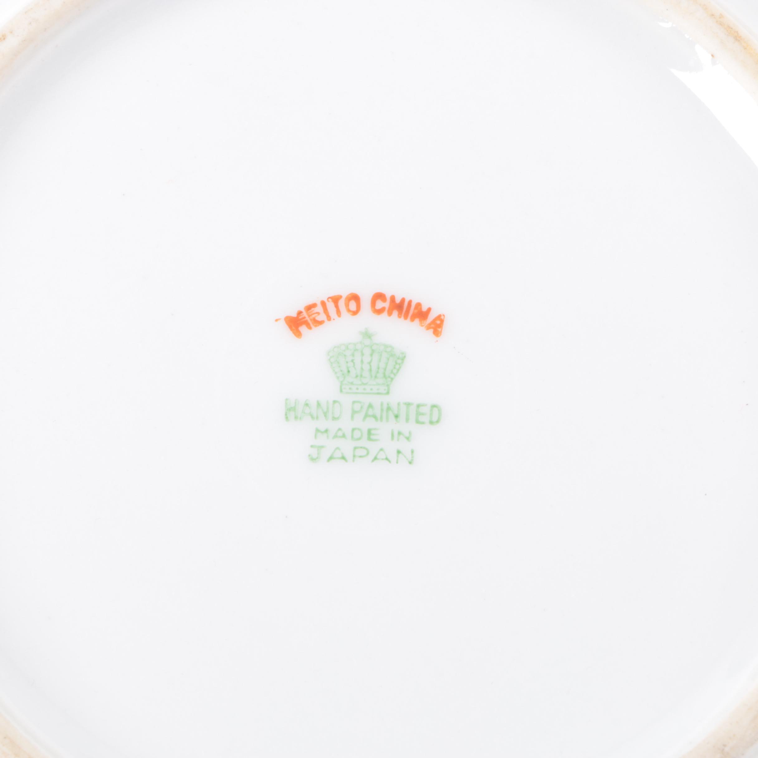 Vintage Japanese Hand-Painted Porcelain Tableware Including Meito