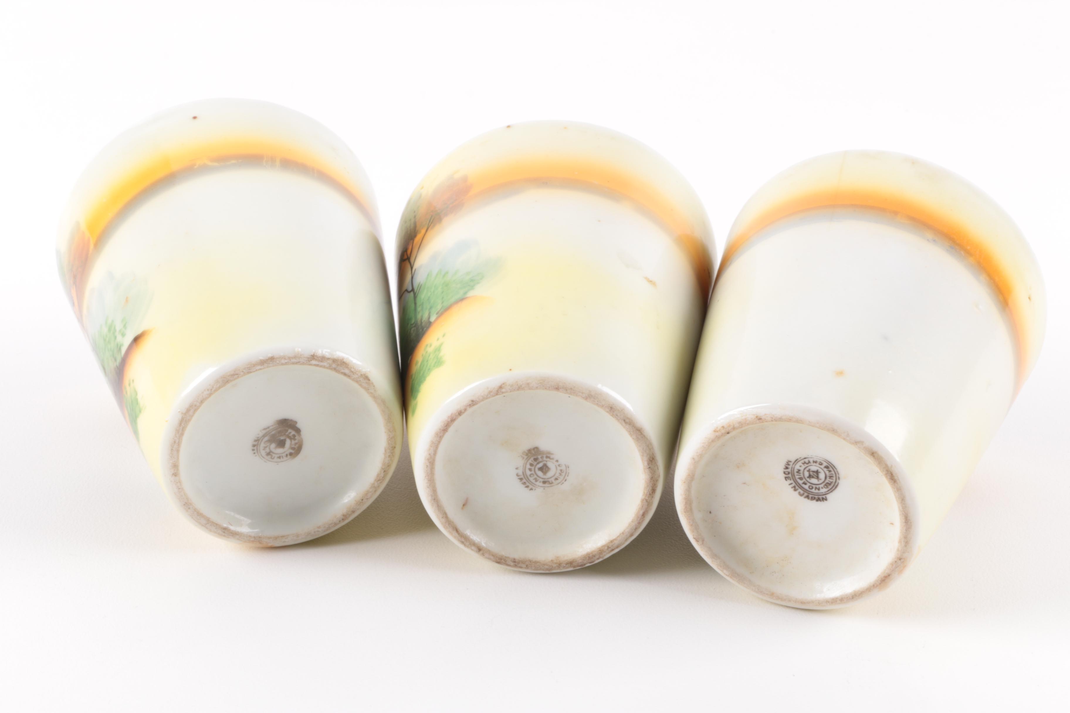 Vintage Japanese Hand-Painted Porcelain Tableware Including Meito