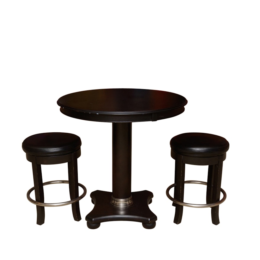 Black Finished Pub Table with Two Stools