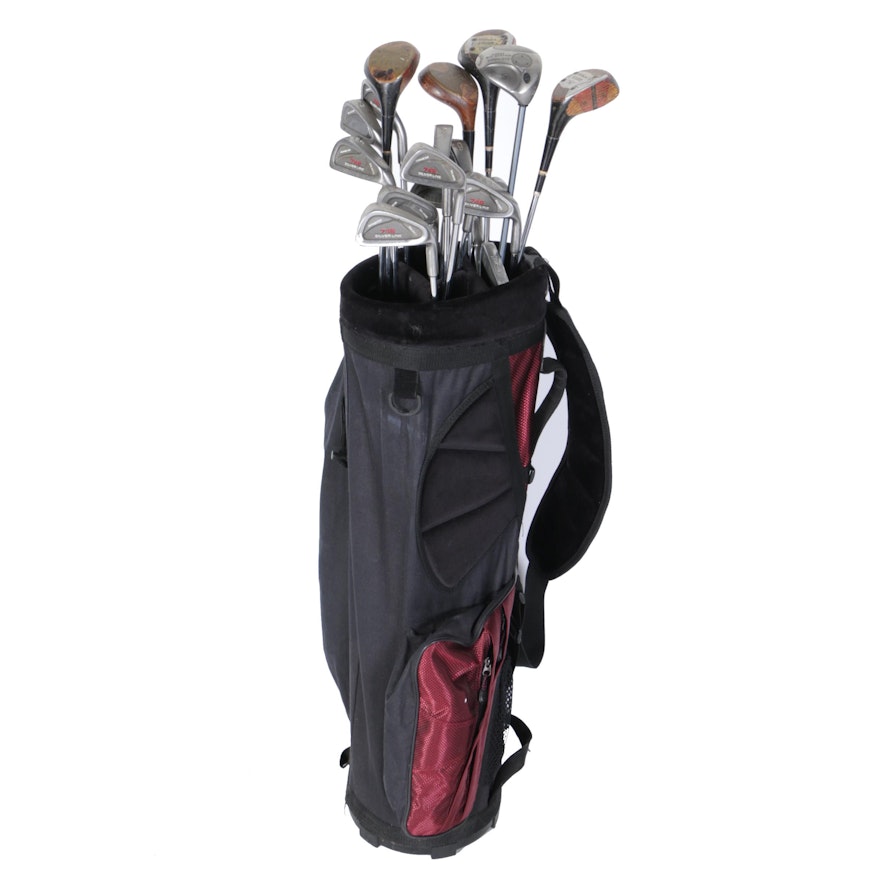 Golf Clubs Including Silverline and Wilson with Knight Golf Bag