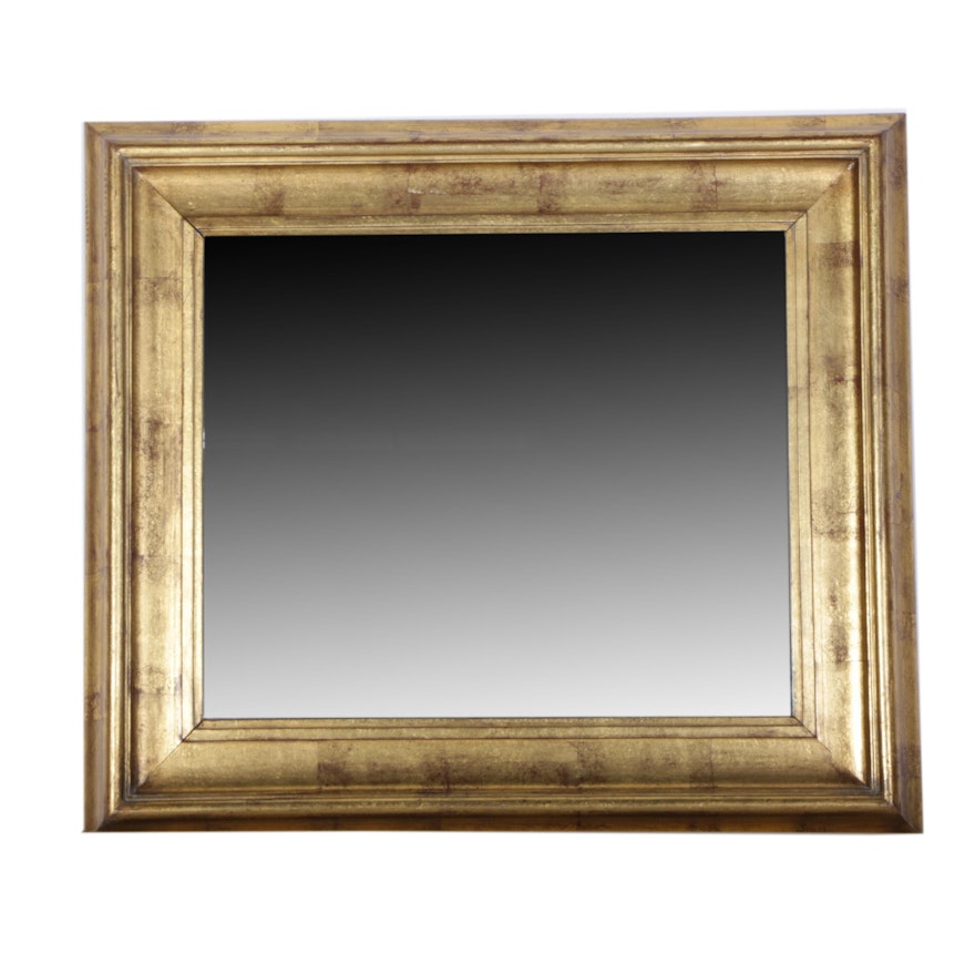 Gold Tone Wood Framed Wall Mirror
