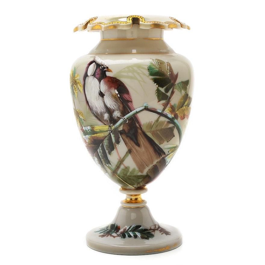 Victorian Hand Painted Bristol Glass Vase