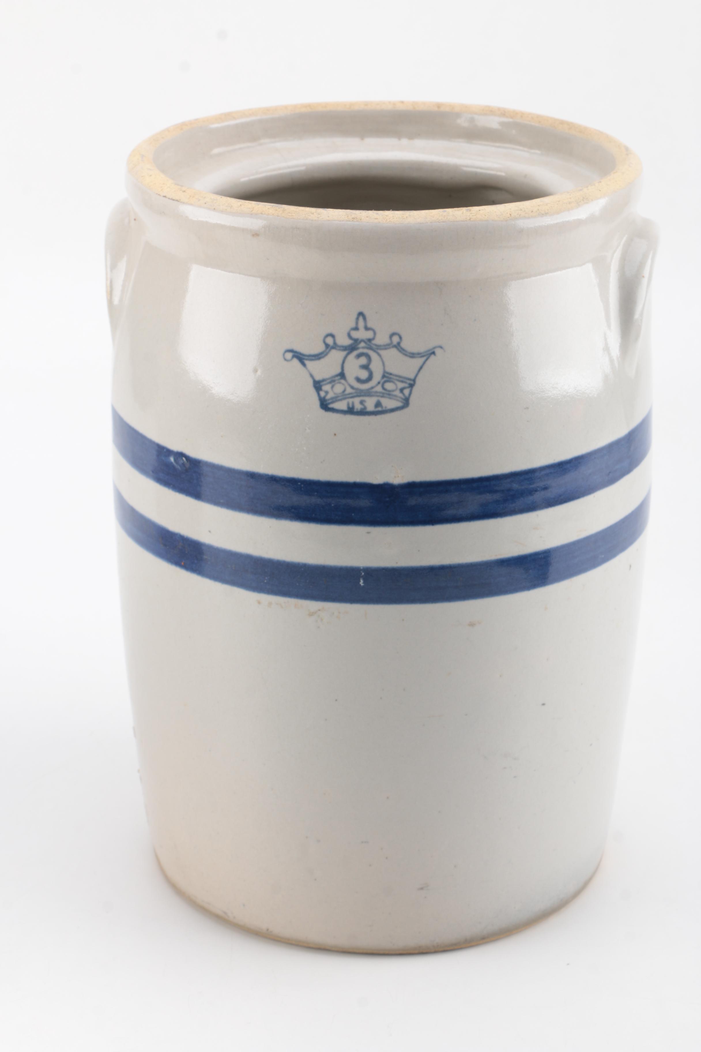 R.R.P. Co. and Western Stoneware Blue and Grey Crocks