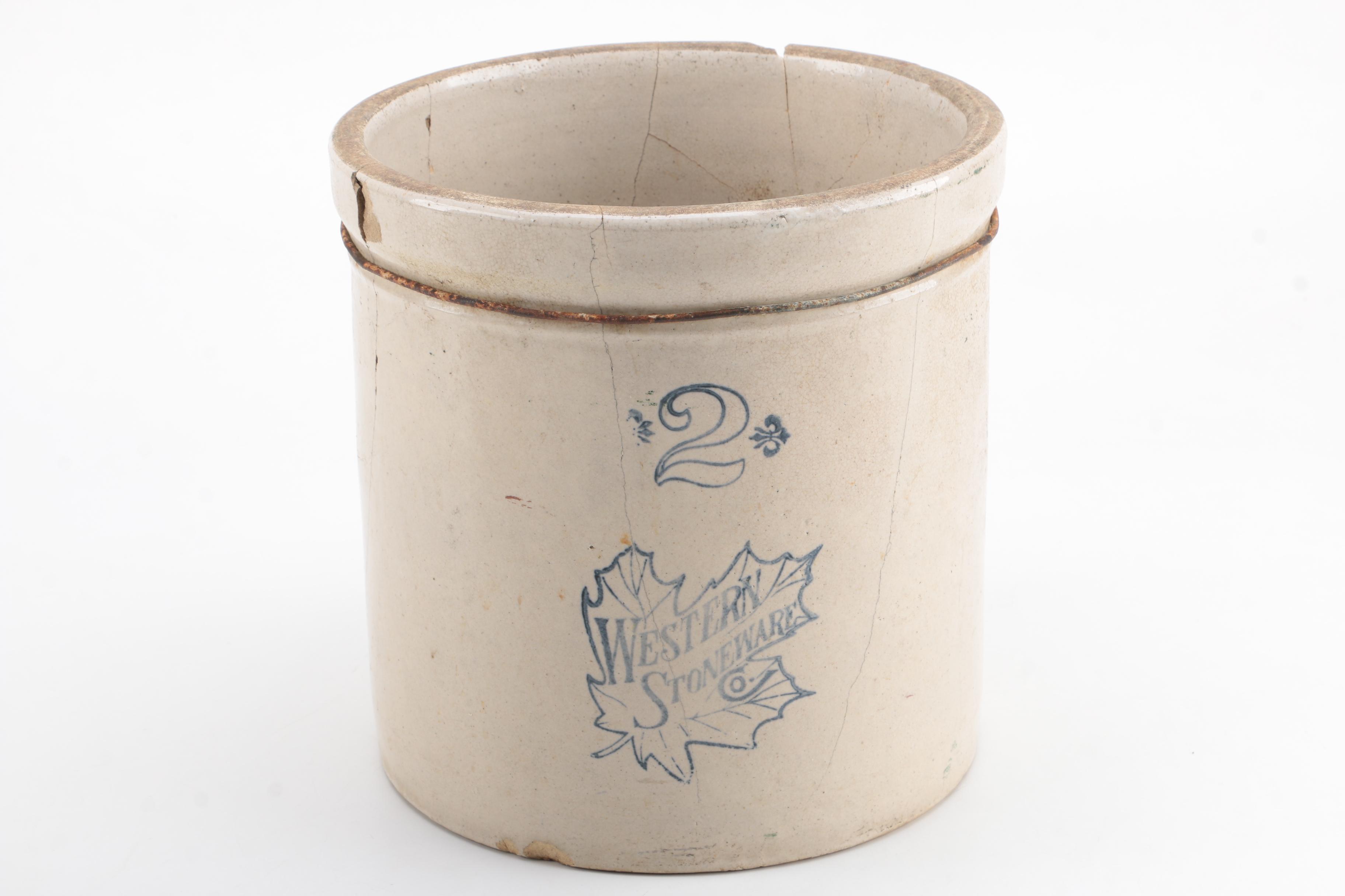 R.R.P. Co. and Western Stoneware Blue and Grey Crocks