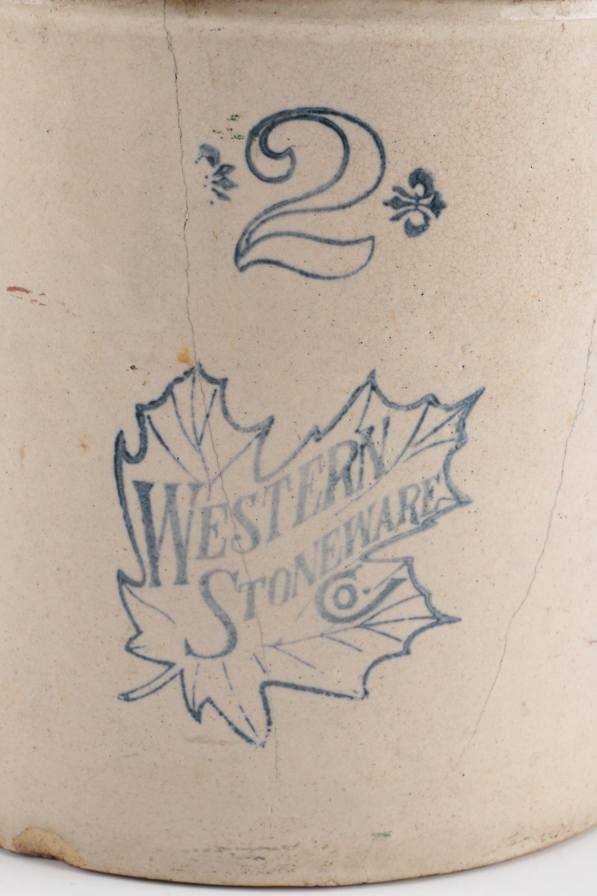 R.R.P. Co. and Western Stoneware Blue and Grey Crocks