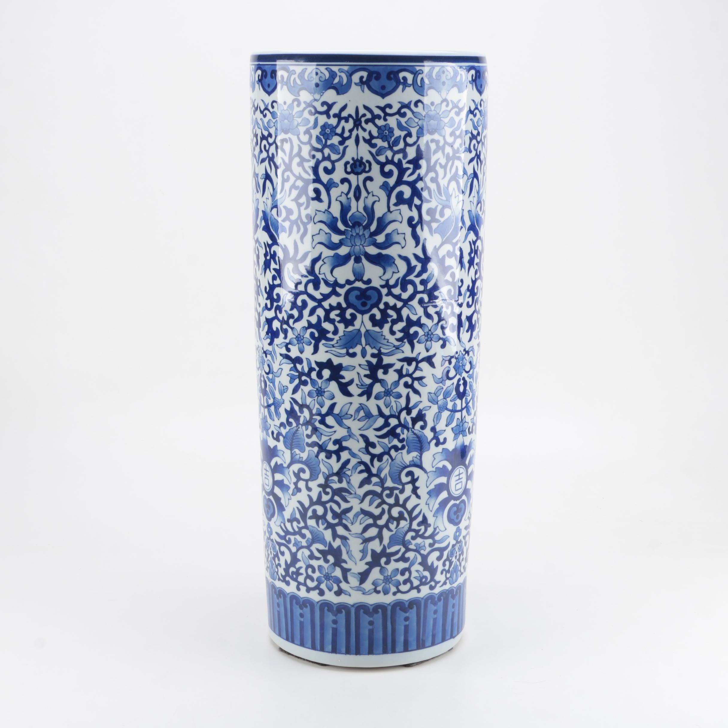 Bombay Company Blue and White Ceramic Umbrella Stand