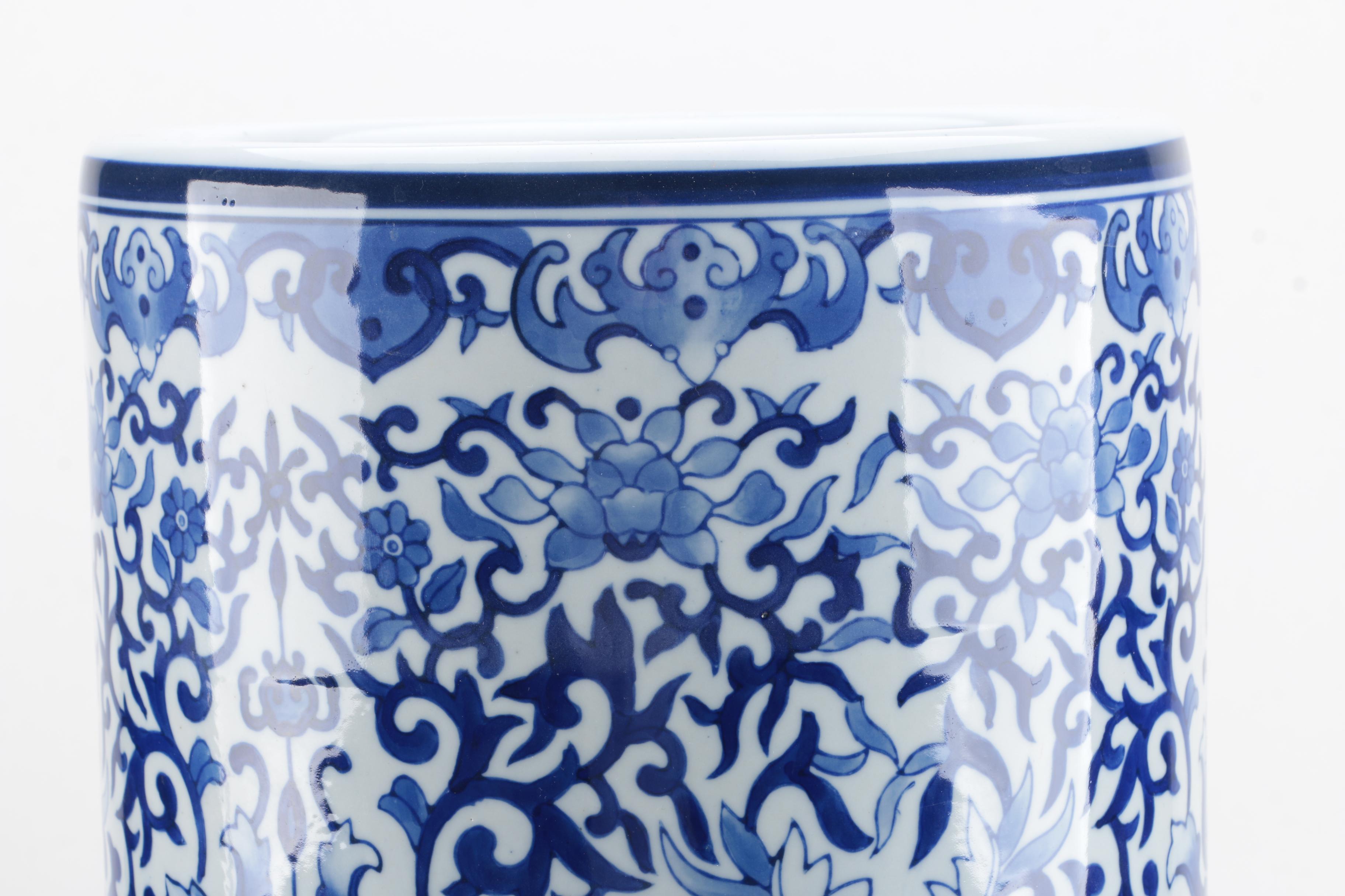 Bombay Company Blue and White Ceramic Umbrella Stand