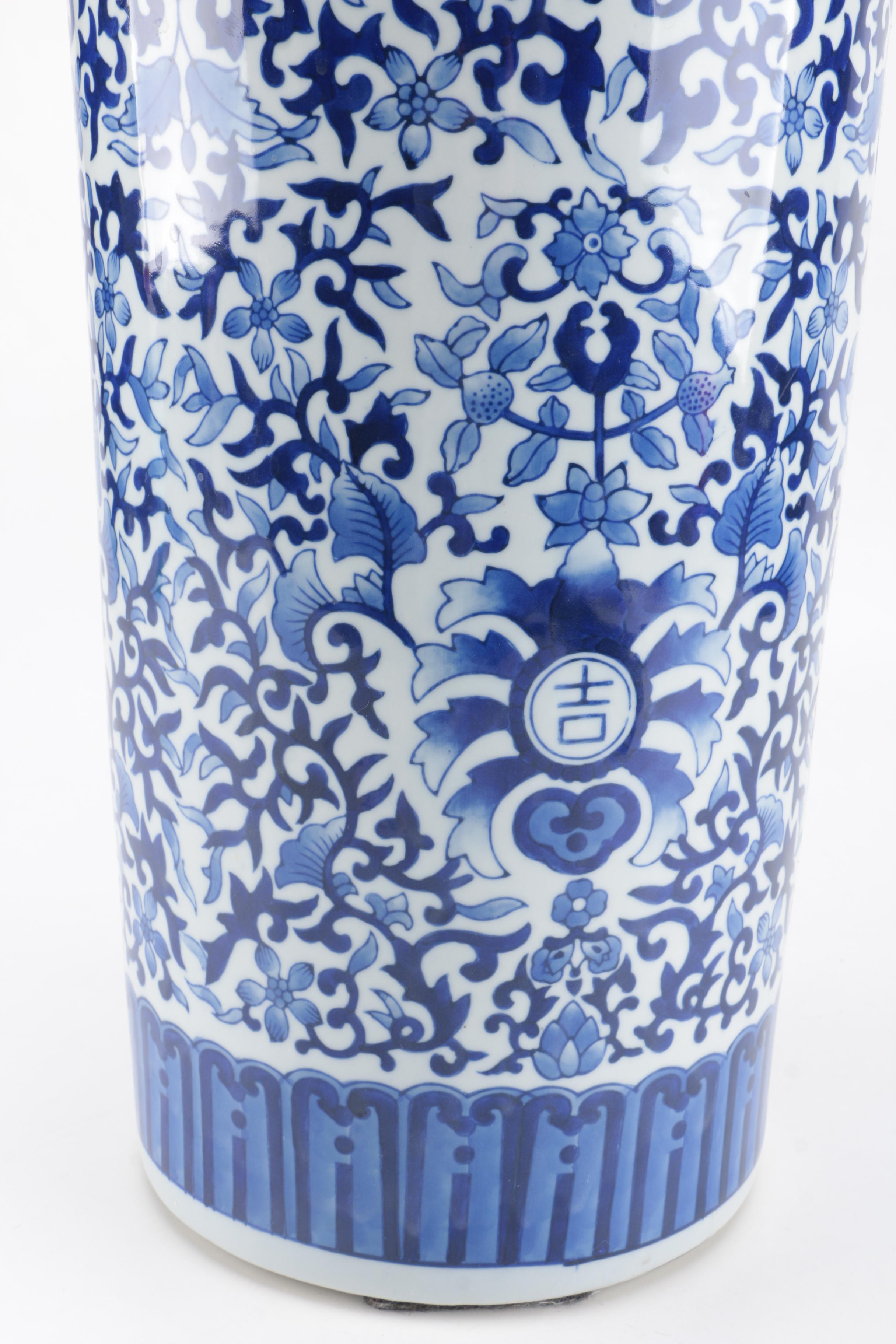 Bombay Company Blue and White Ceramic Umbrella Stand