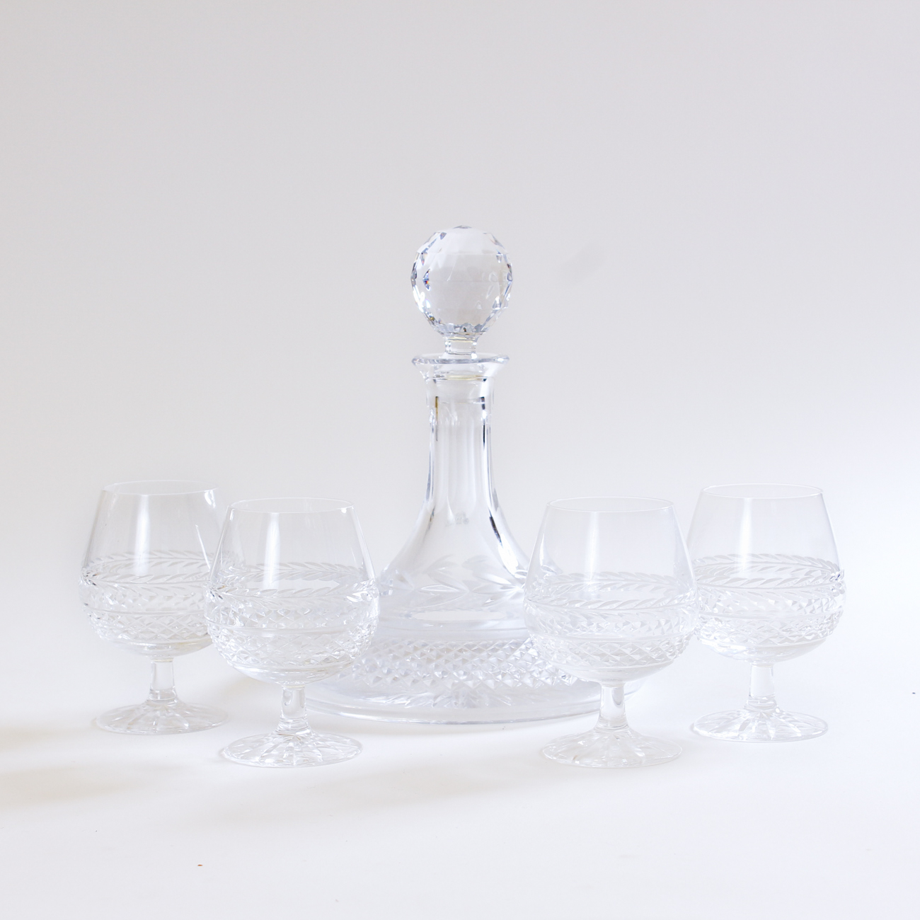 Galway Crystal "Leah" Brandy Decanter Set