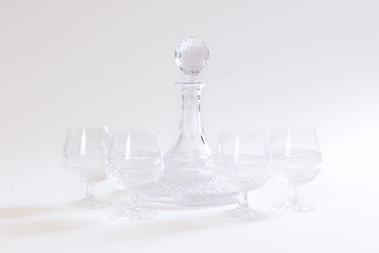 Galway Crystal "Leah" Brandy Decanter Set