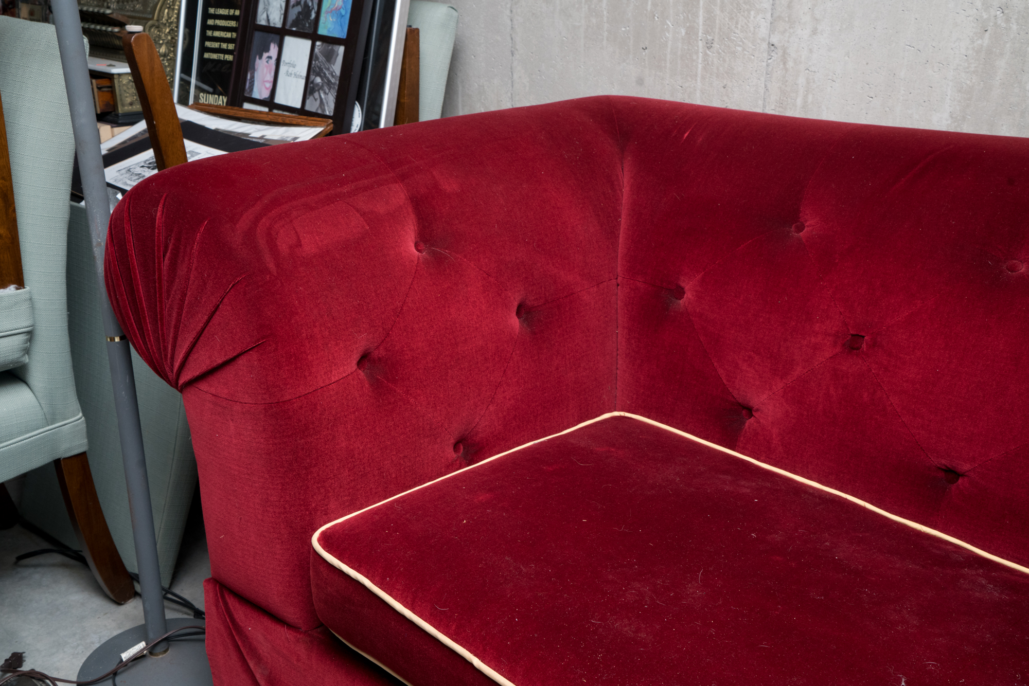 Red Velvet Tufted Sleeper Sofa