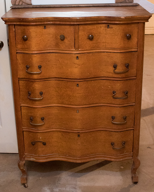 Victorian Style Vintage Serpentine Dresser with Mirror