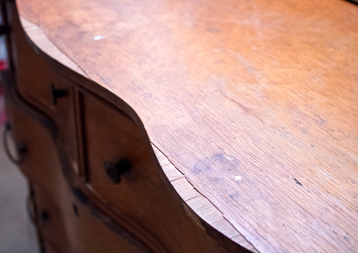 Victorian Style Vintage Serpentine Dresser with Mirror