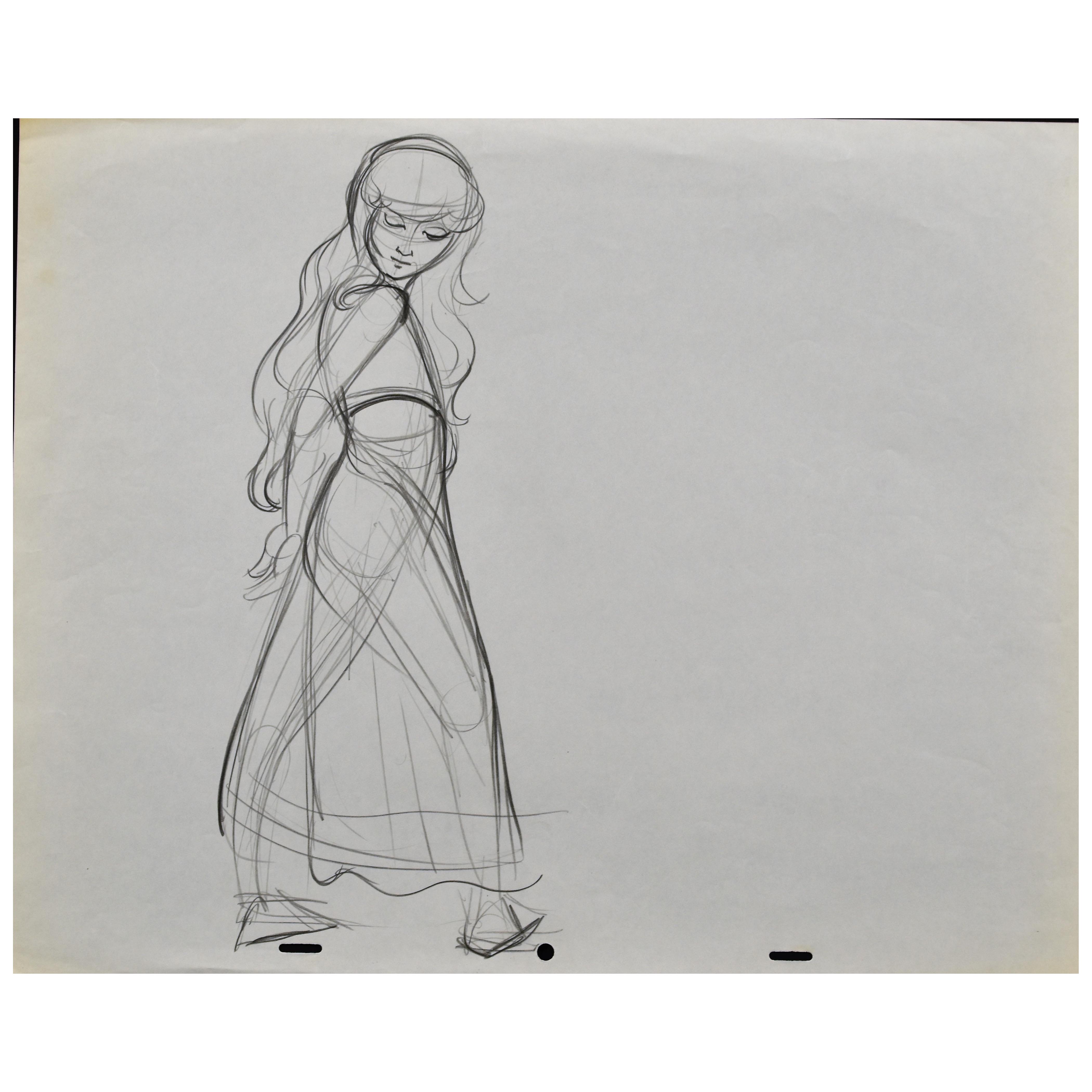 Disney's Black Cauldron -Set of Production Drawings - Taran, Fflewddur,Eilonwy
