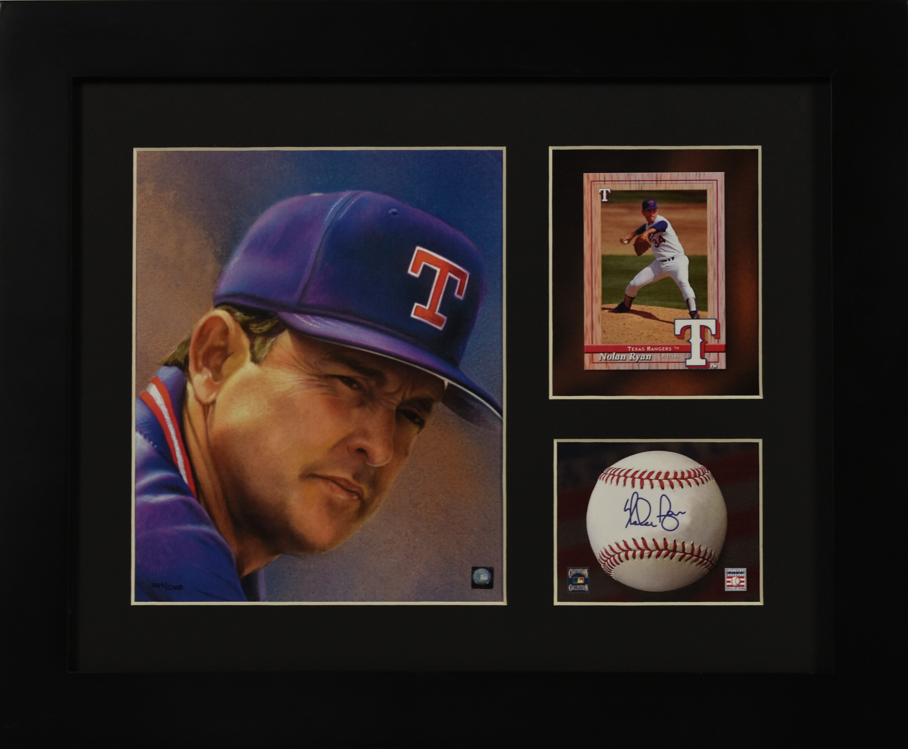 Nolan Ryan - Rangers - Original Hand-Painted Portrait and Framed LE Lithograph