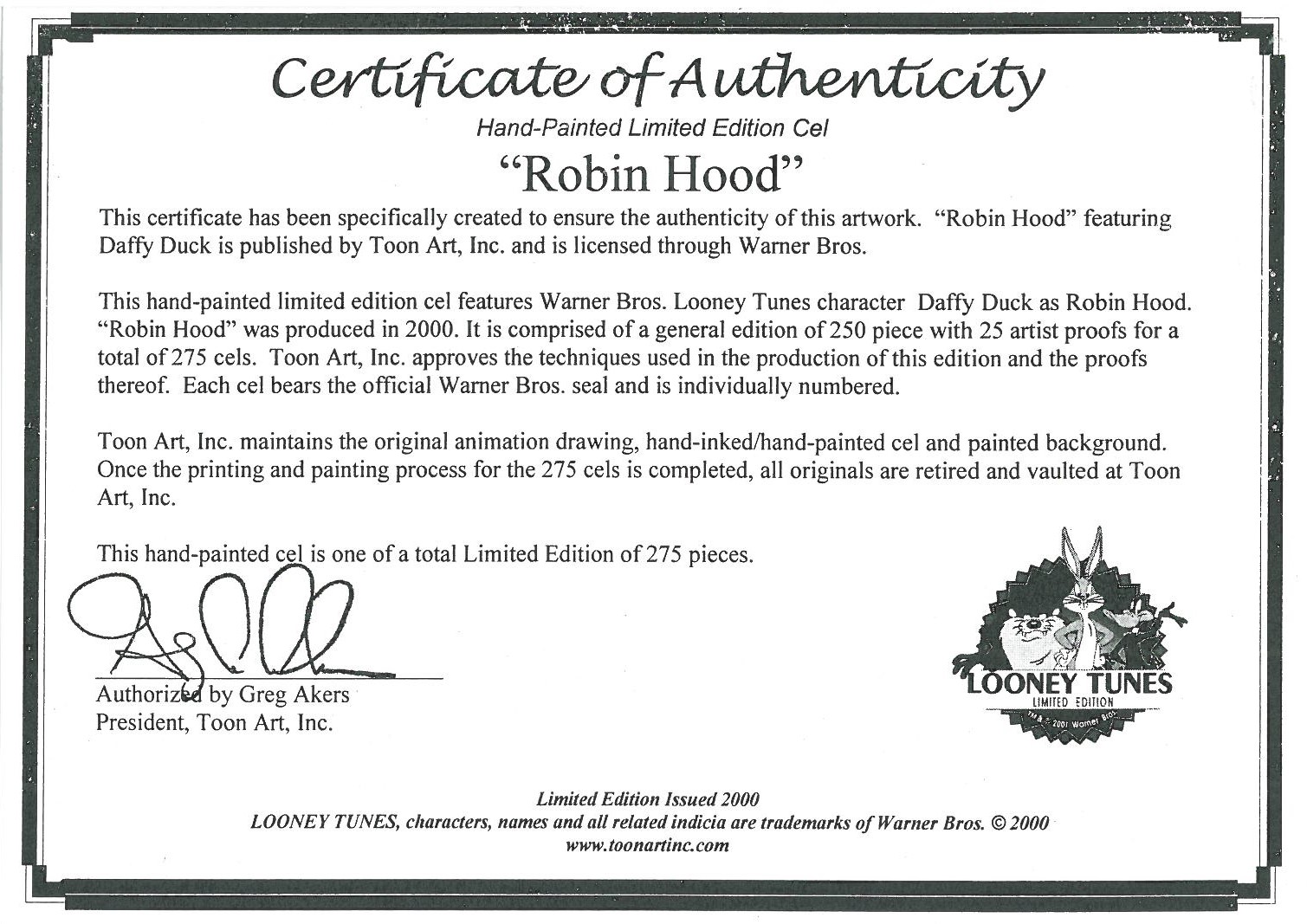 Warner Bros. Hand-Painted L.E. Daffy Duck - Robin Hood Daffy