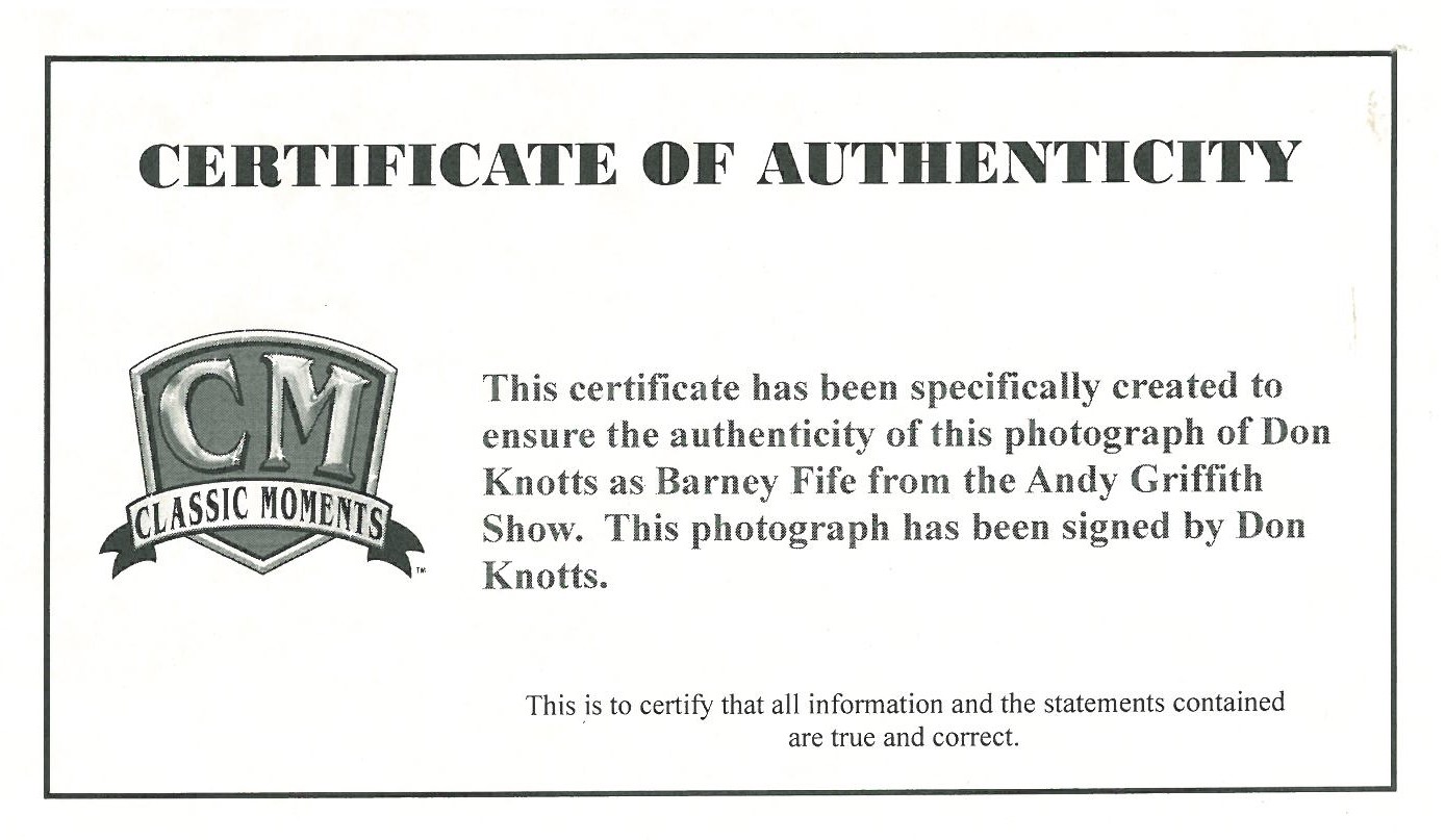 Barney Fife - Signed Don Knotts - Framed Camping Photo