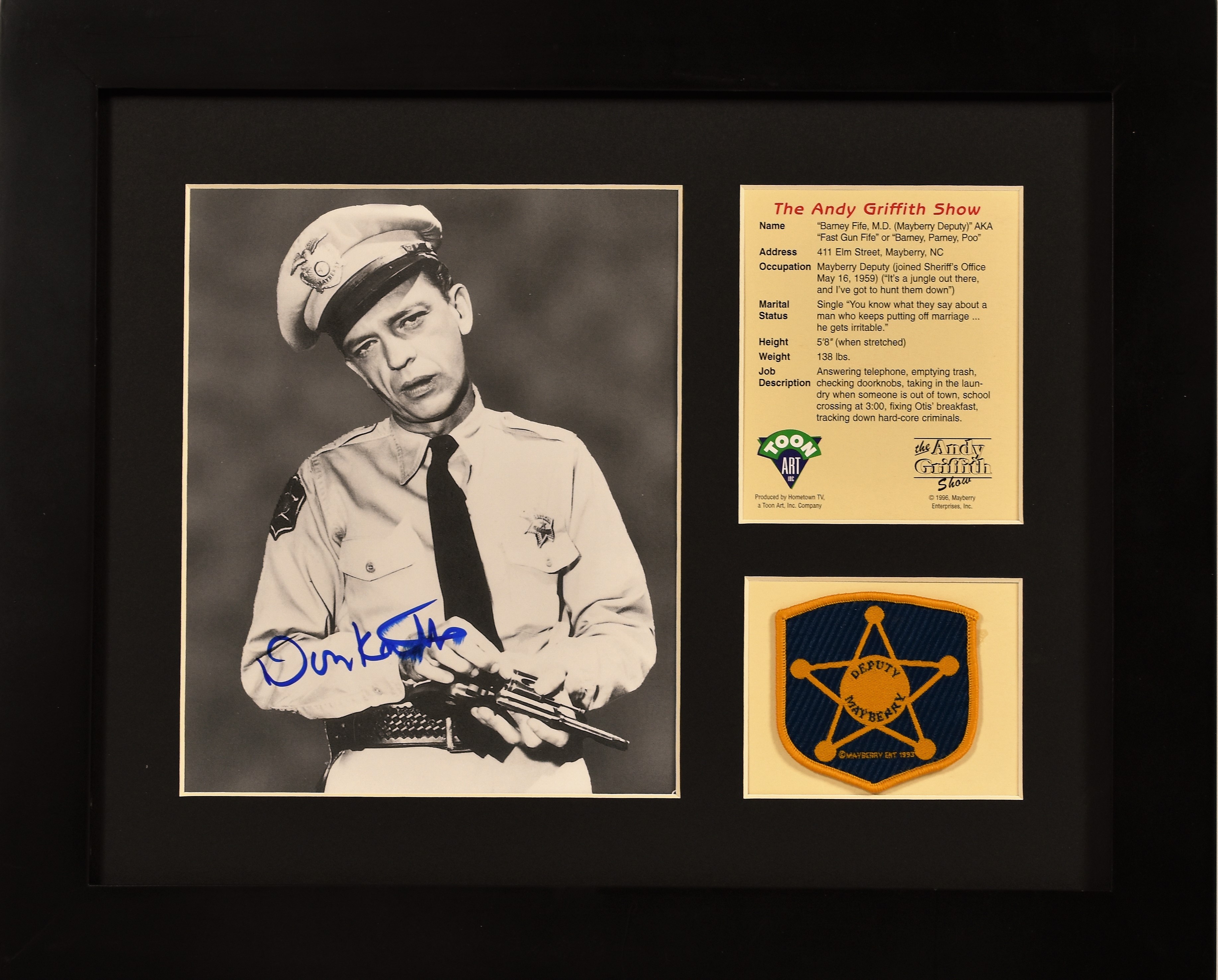 Barney Fife - Signed Don Knotts - Framed Camping Photo