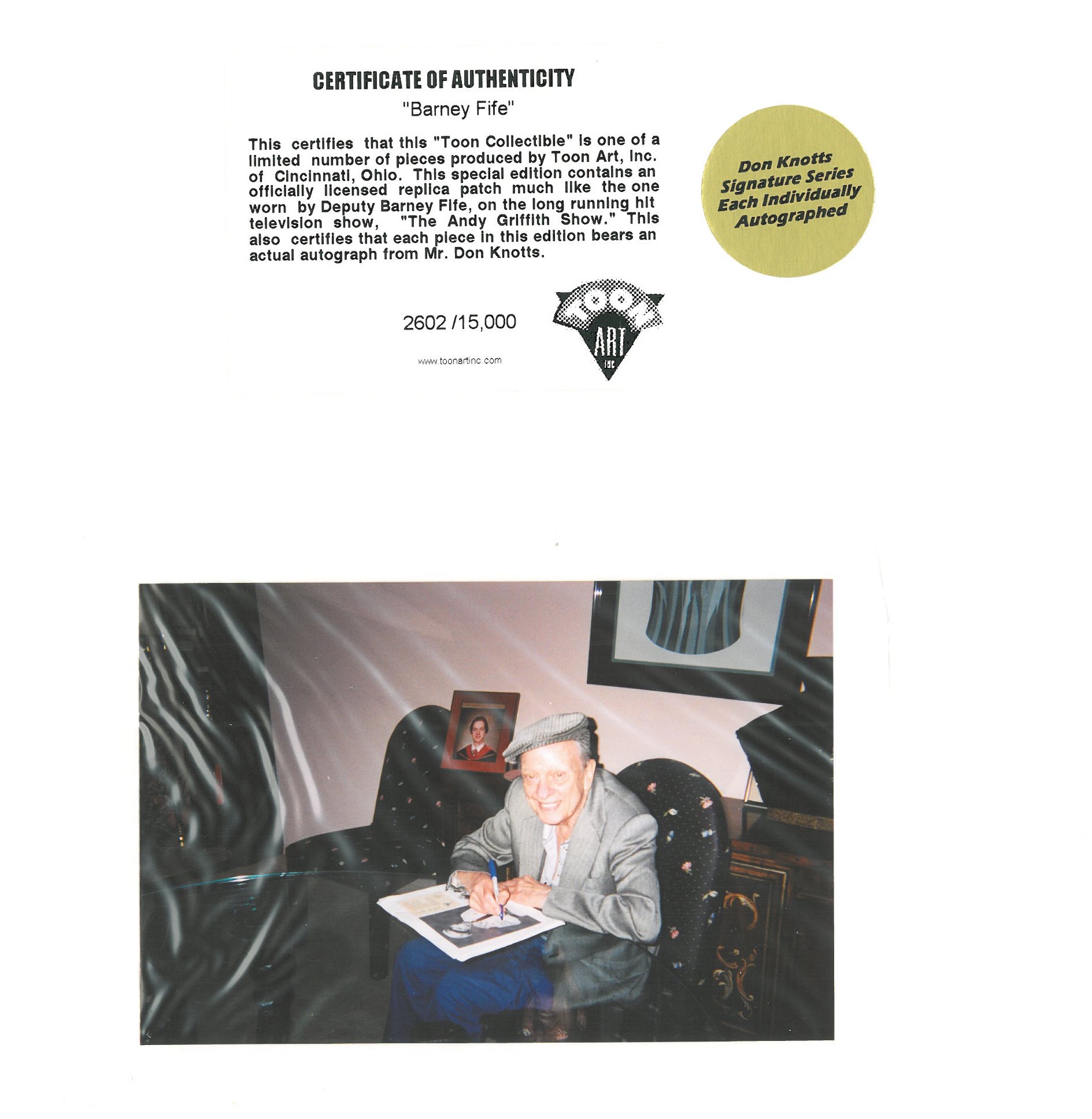 Barney Fife - Signed Don Knotts - Framed Camping Photo