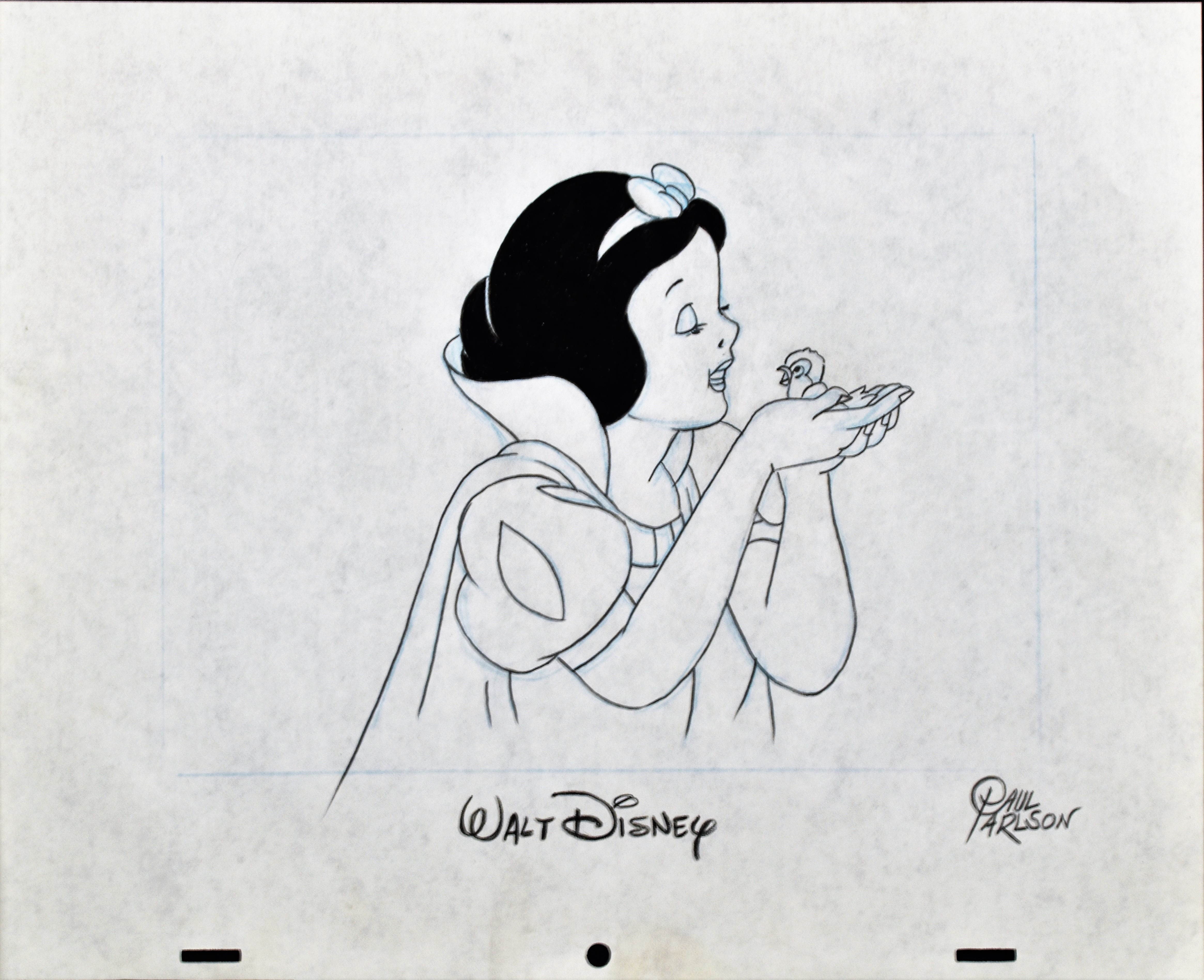 Walt Disney sketch -Snow White - signed by Disney animator Paul Carlson