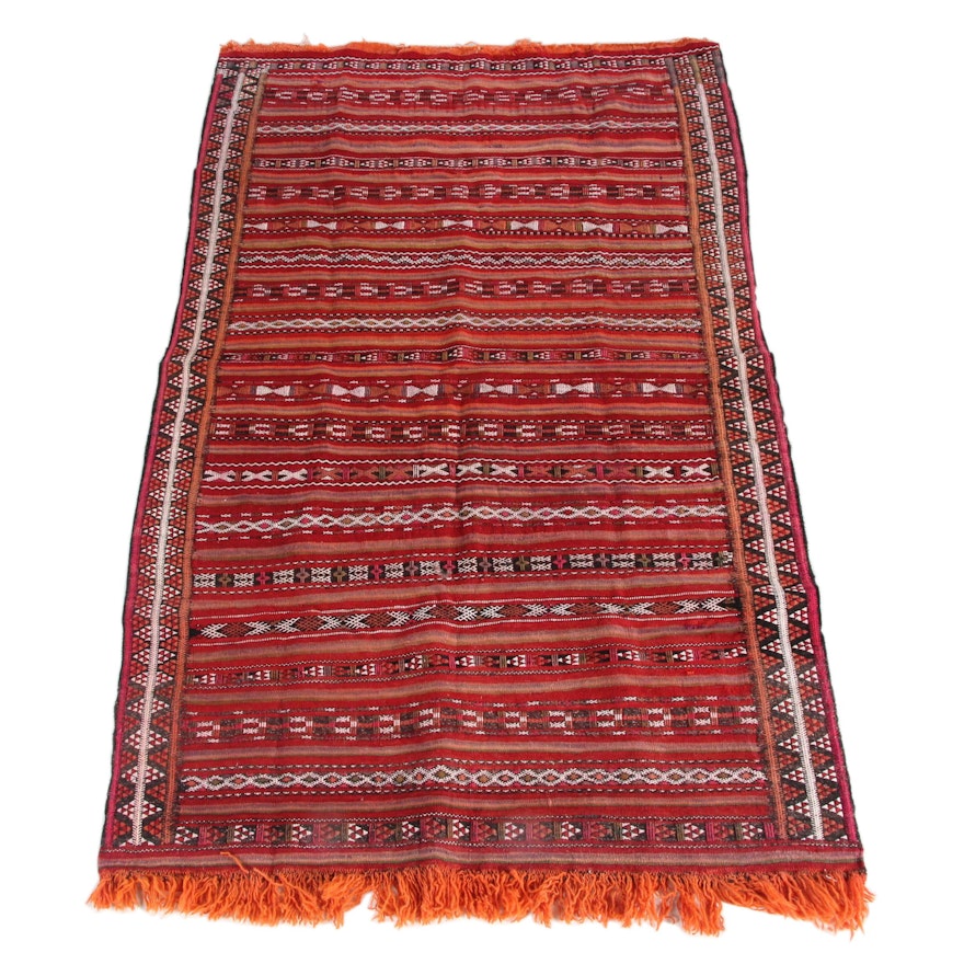 Handwoven and Embroidered Moroccan Wool Area Rug