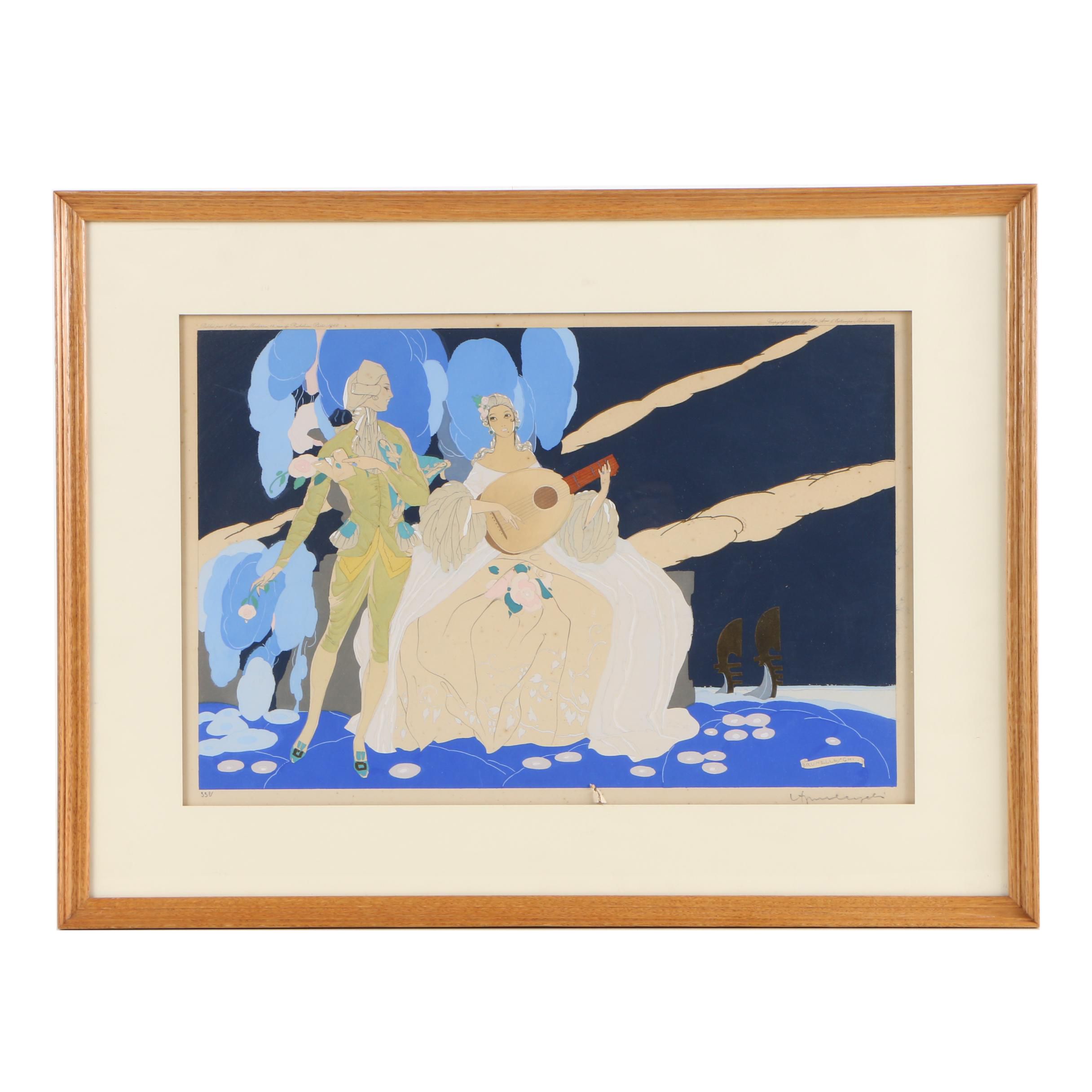 Umberto Brunelleschi Pochoir "The Duet"