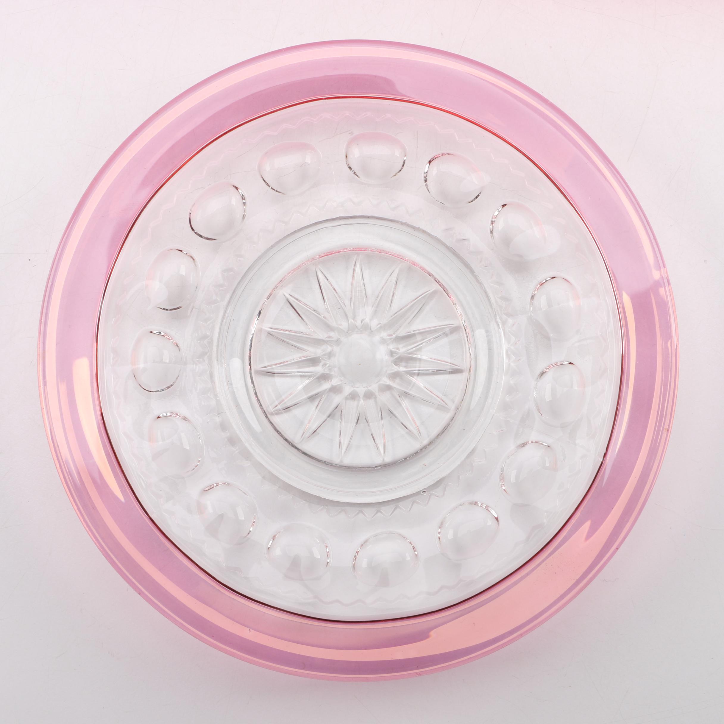 Collection of Cranberry Flashed Glass including "Kings Crown"