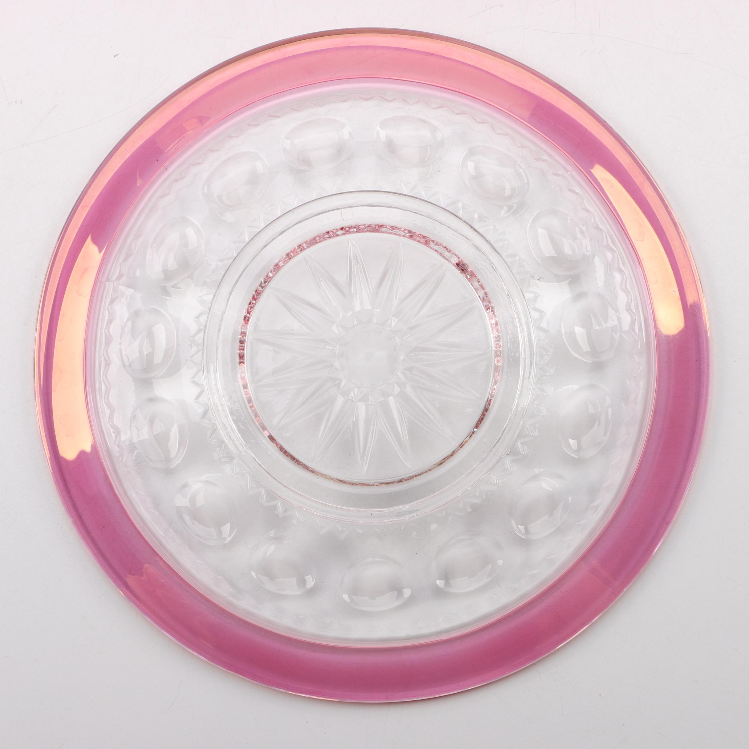 Collection of Cranberry Flashed Glass including "Kings Crown"