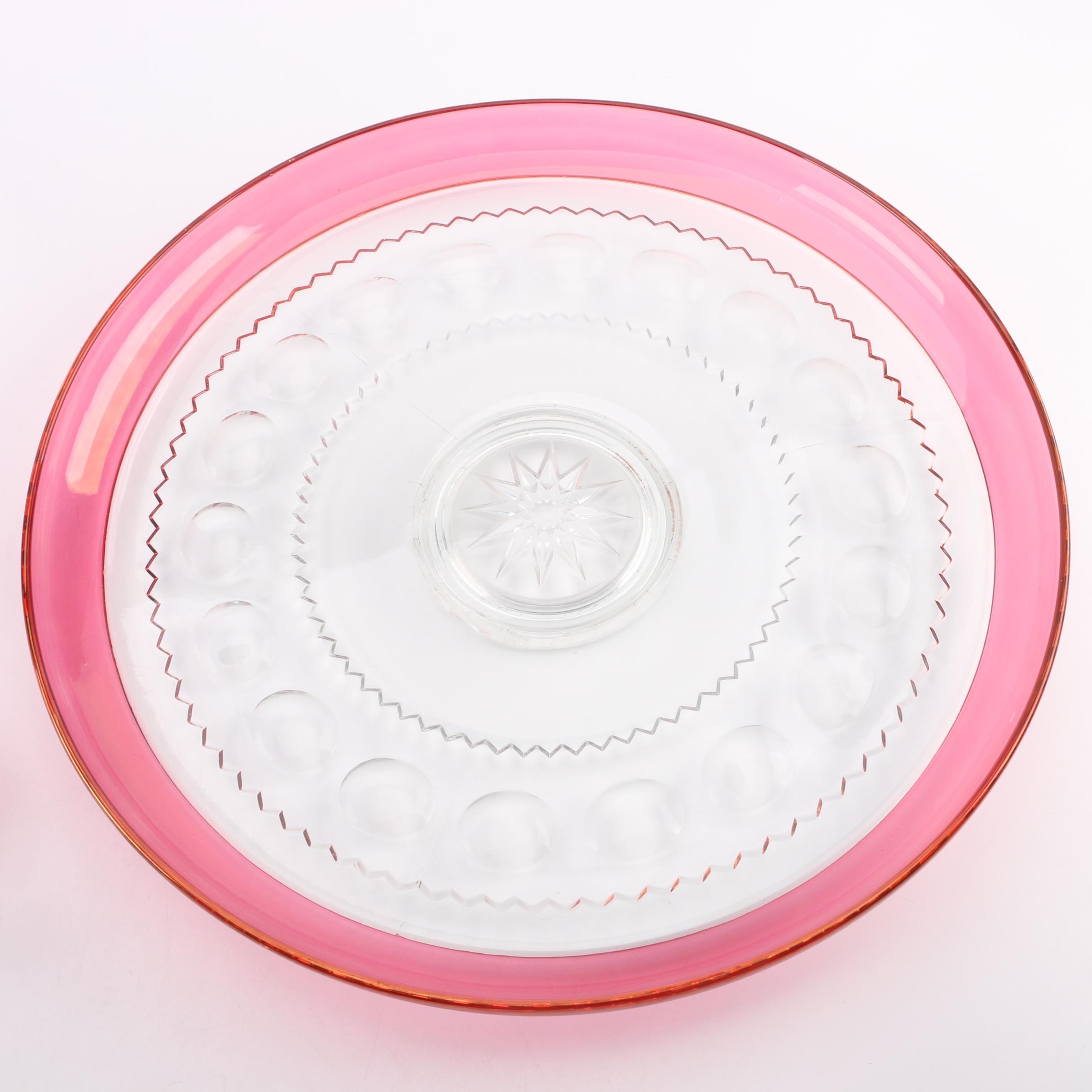 Collection of Cranberry Flashed Glass including "Kings Crown"