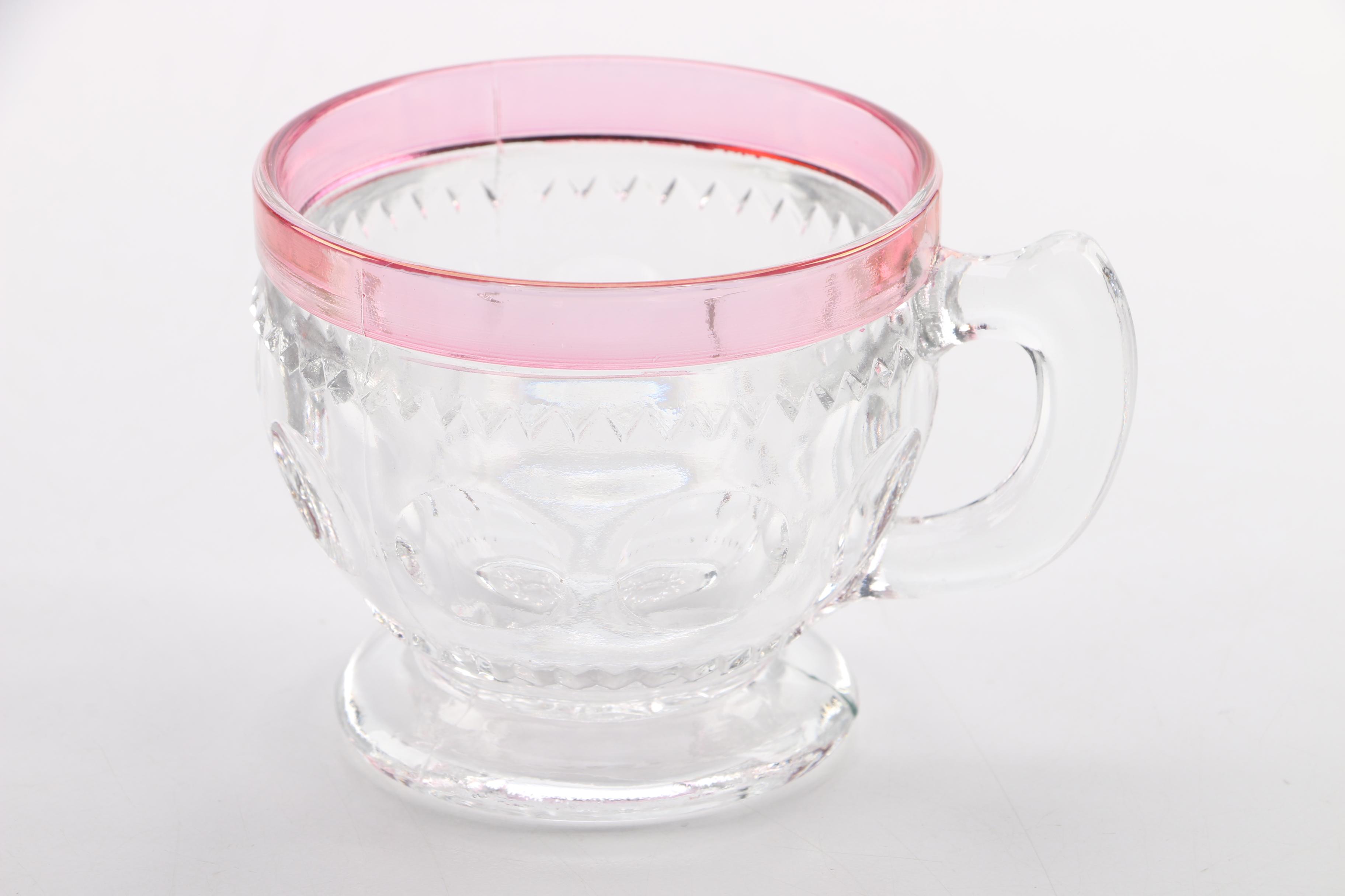 Collection of Cranberry Flashed Glass including "Kings Crown"