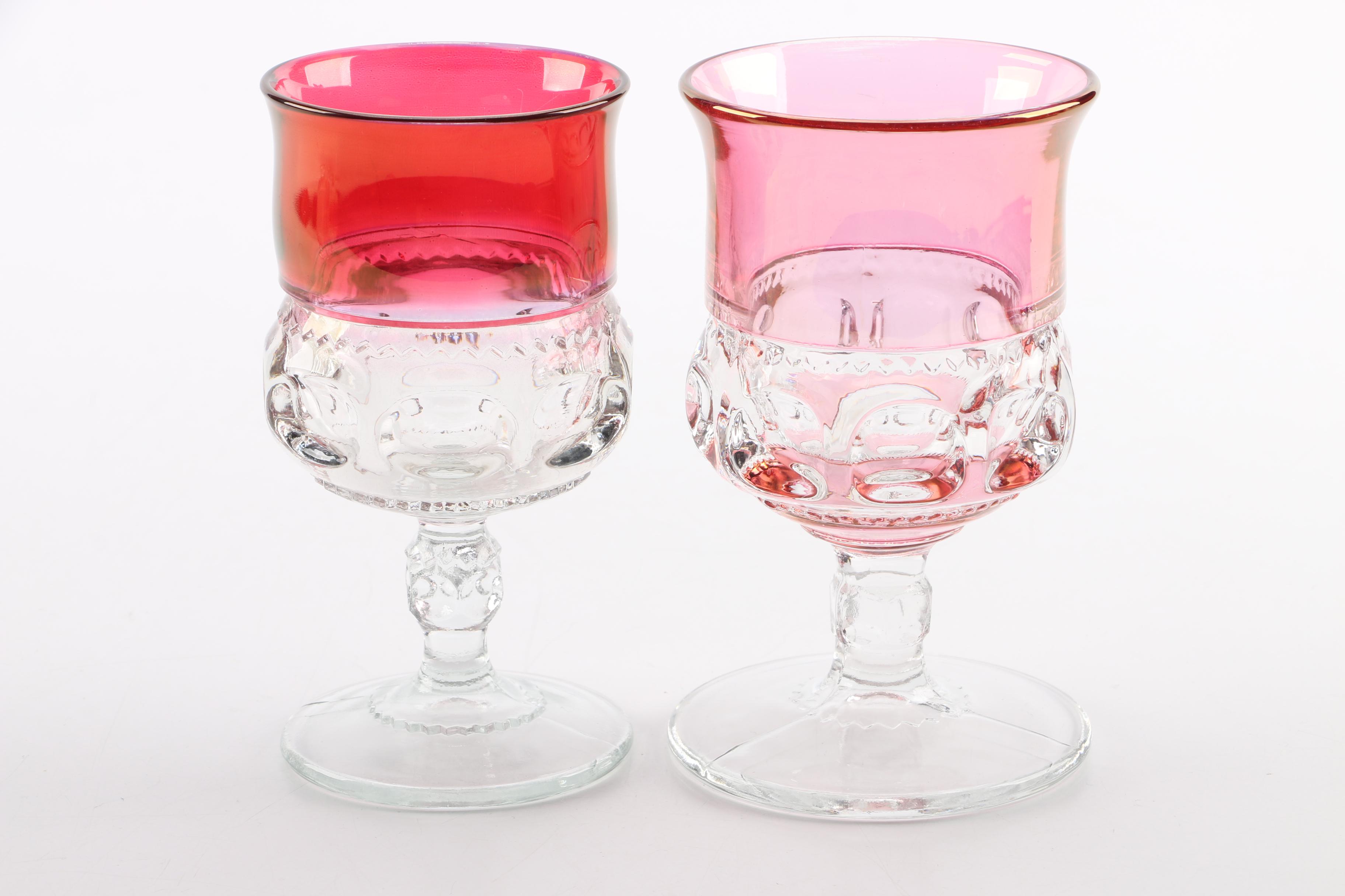 Collection of Cranberry Flashed Glass including "Kings Crown"